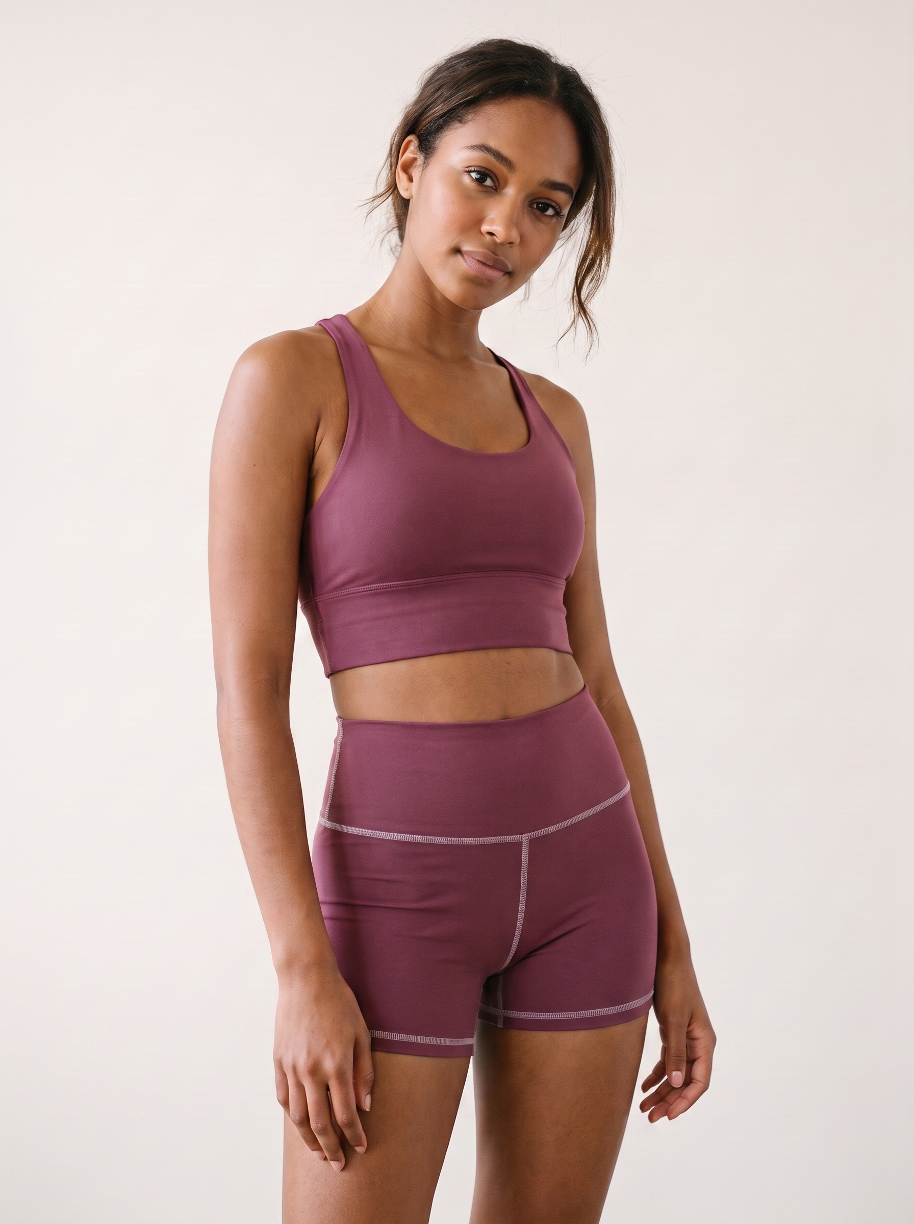 Longline Sports Bra in Mulberry