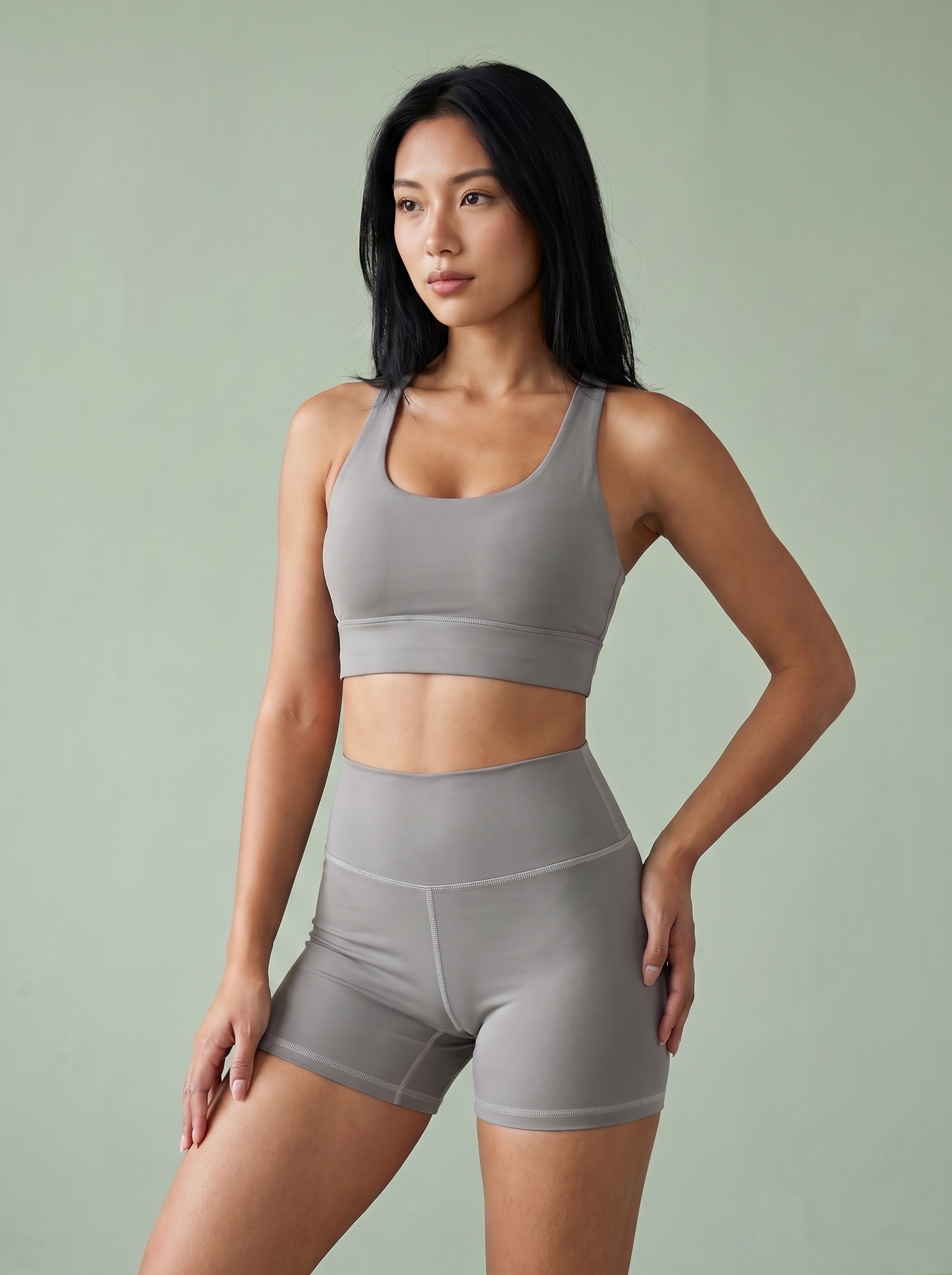 Longline Sports Bra in Nickel
