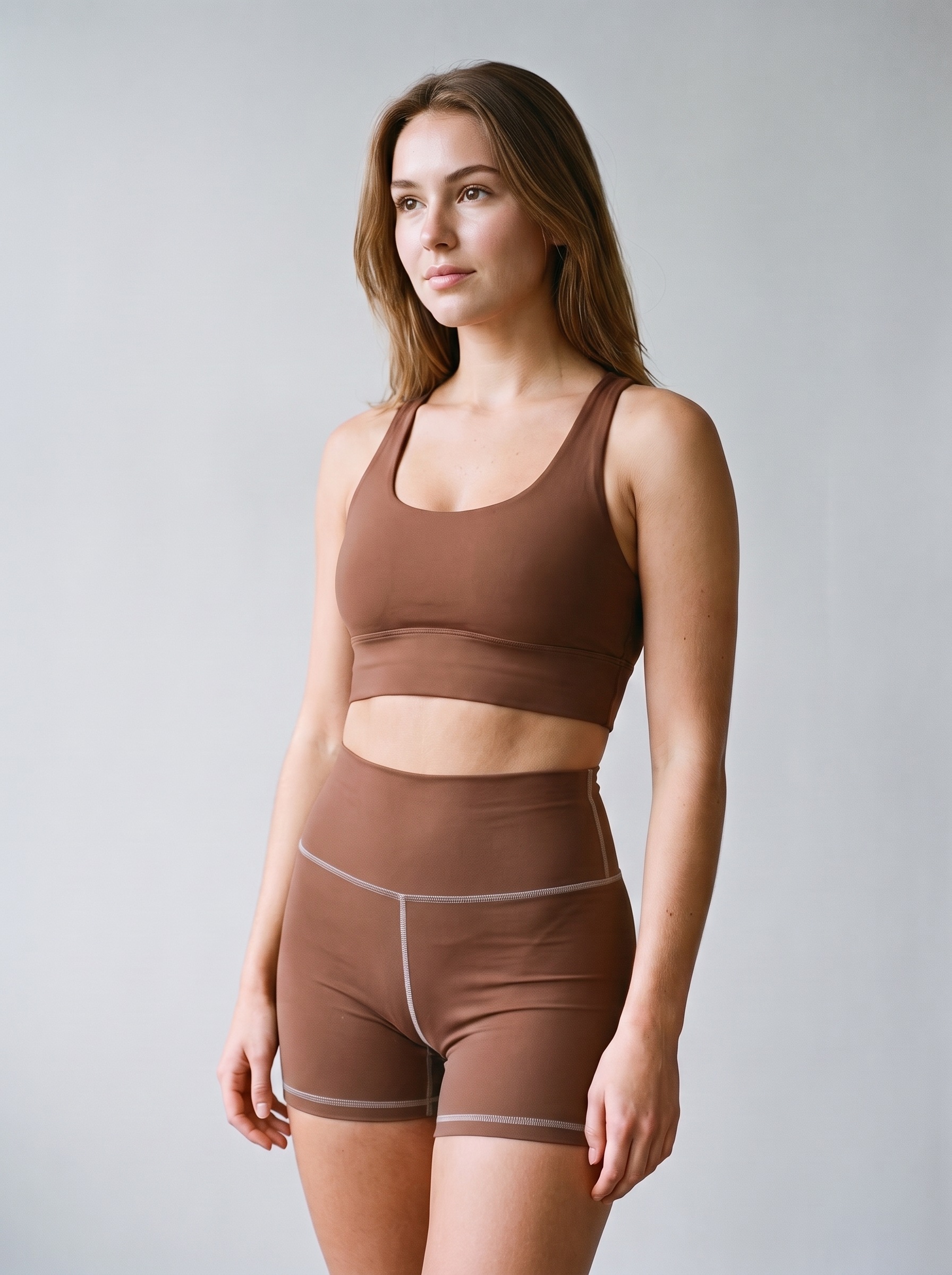 Longline Sports Bra in Nutmeg