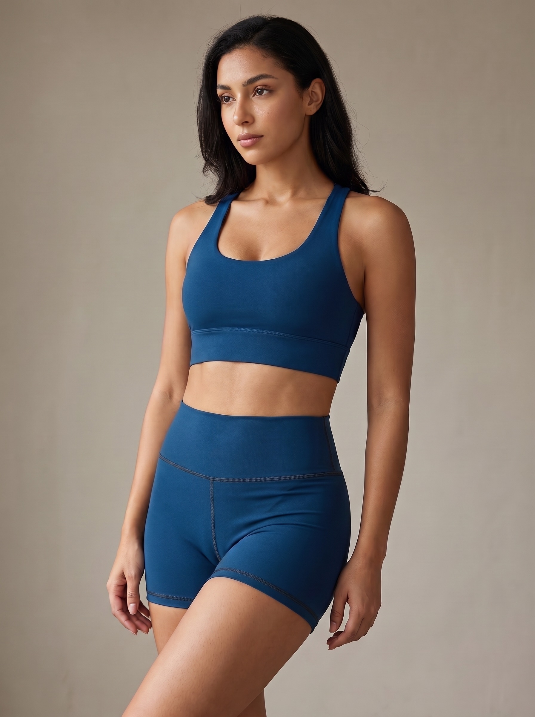 Longline Sports Bra in Prussian Blue