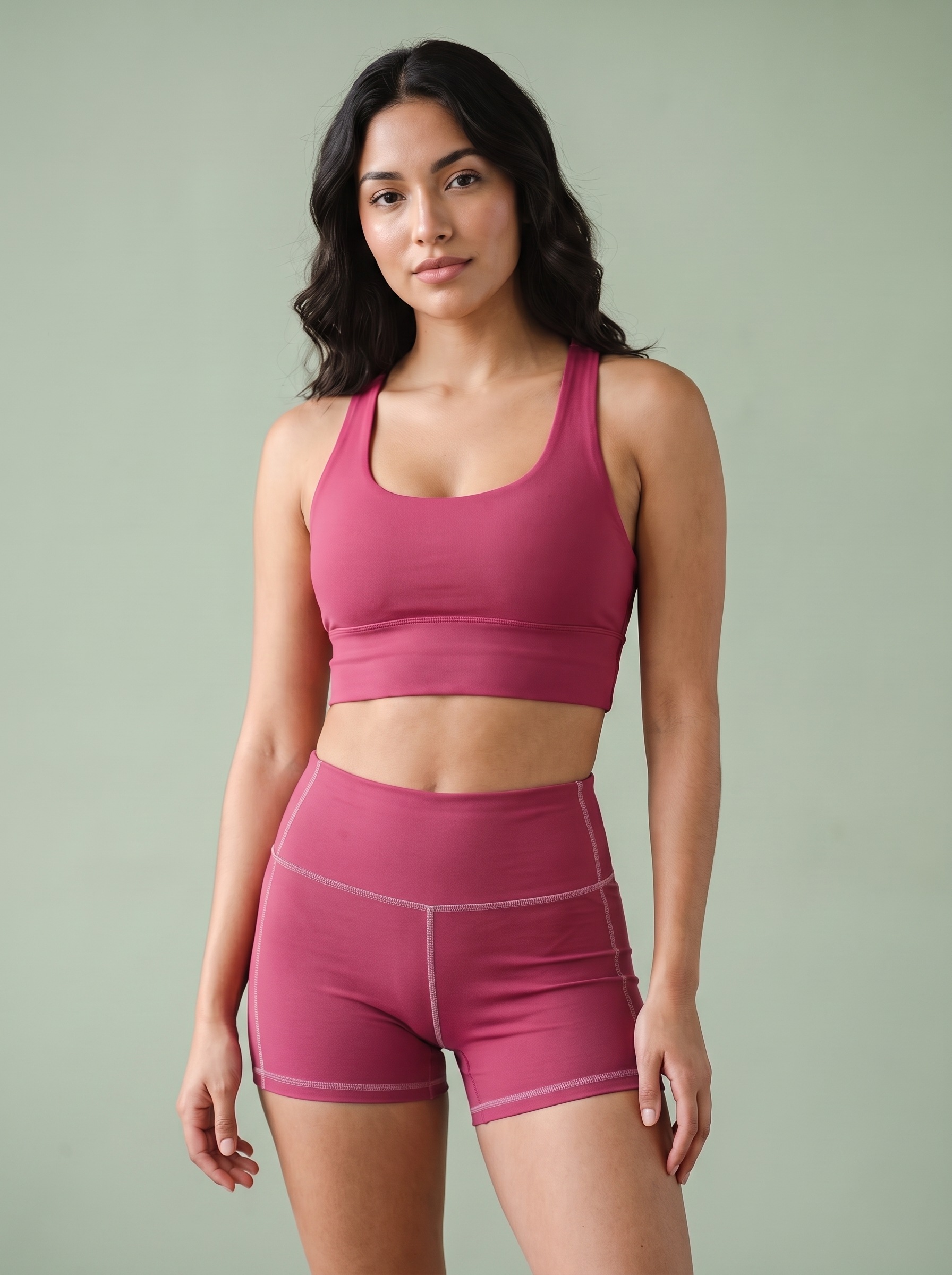 Longline Sports Bra in Raspberry