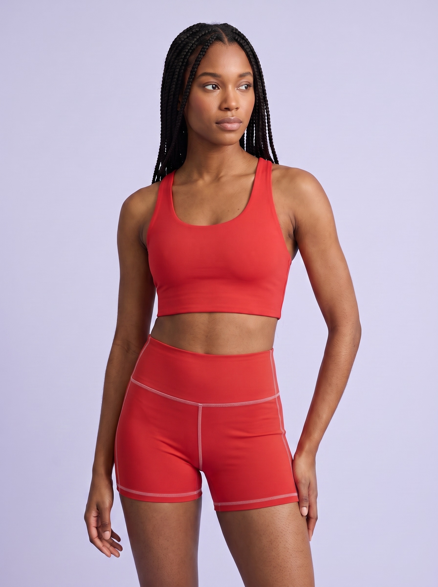 Longline Sports Bra in Red