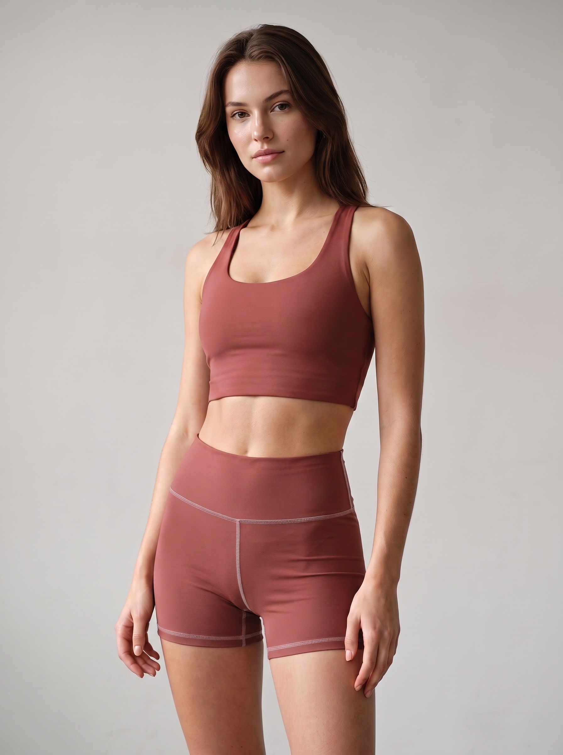 Longline Sports Bra in Redwood