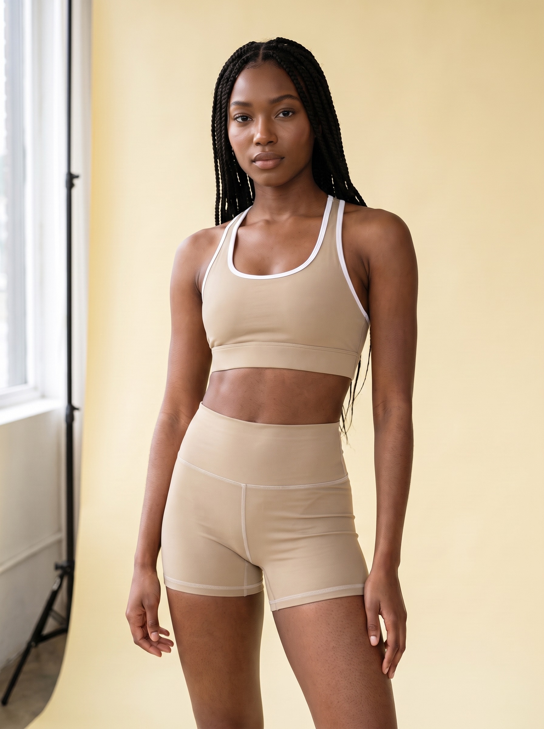 Yoga Shorts in Sandstone