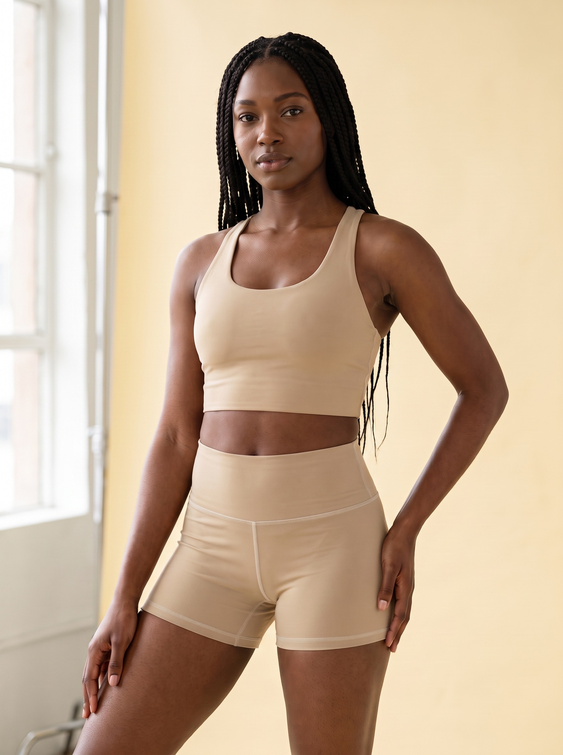 Longline Sports Bra in Sandstone