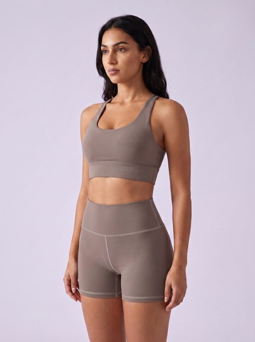 Taupe Longline Sports Bra Longline Sports Bra — Lolekai