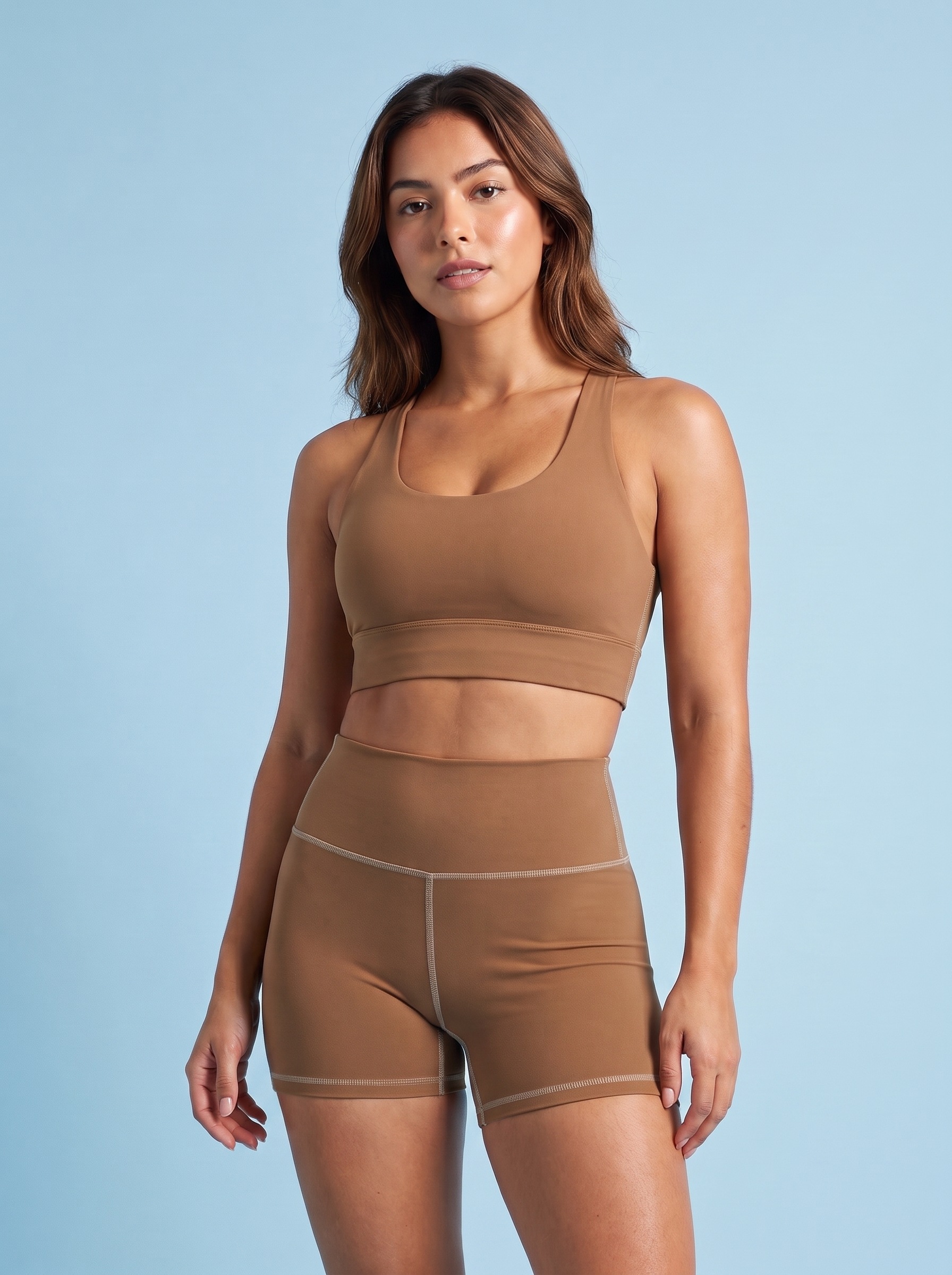 Longline Sports Bra in Toffee