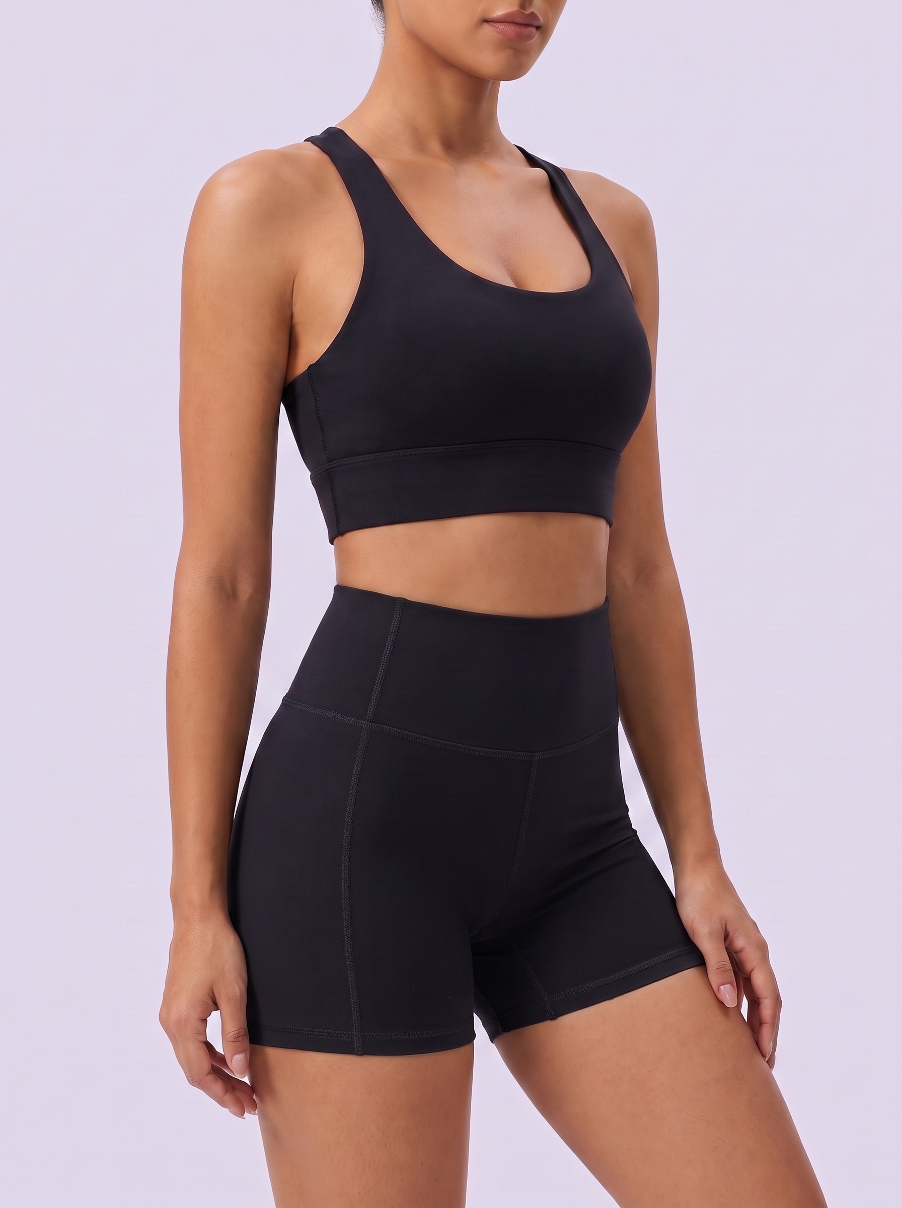 Longline Sports Bra in Void Black