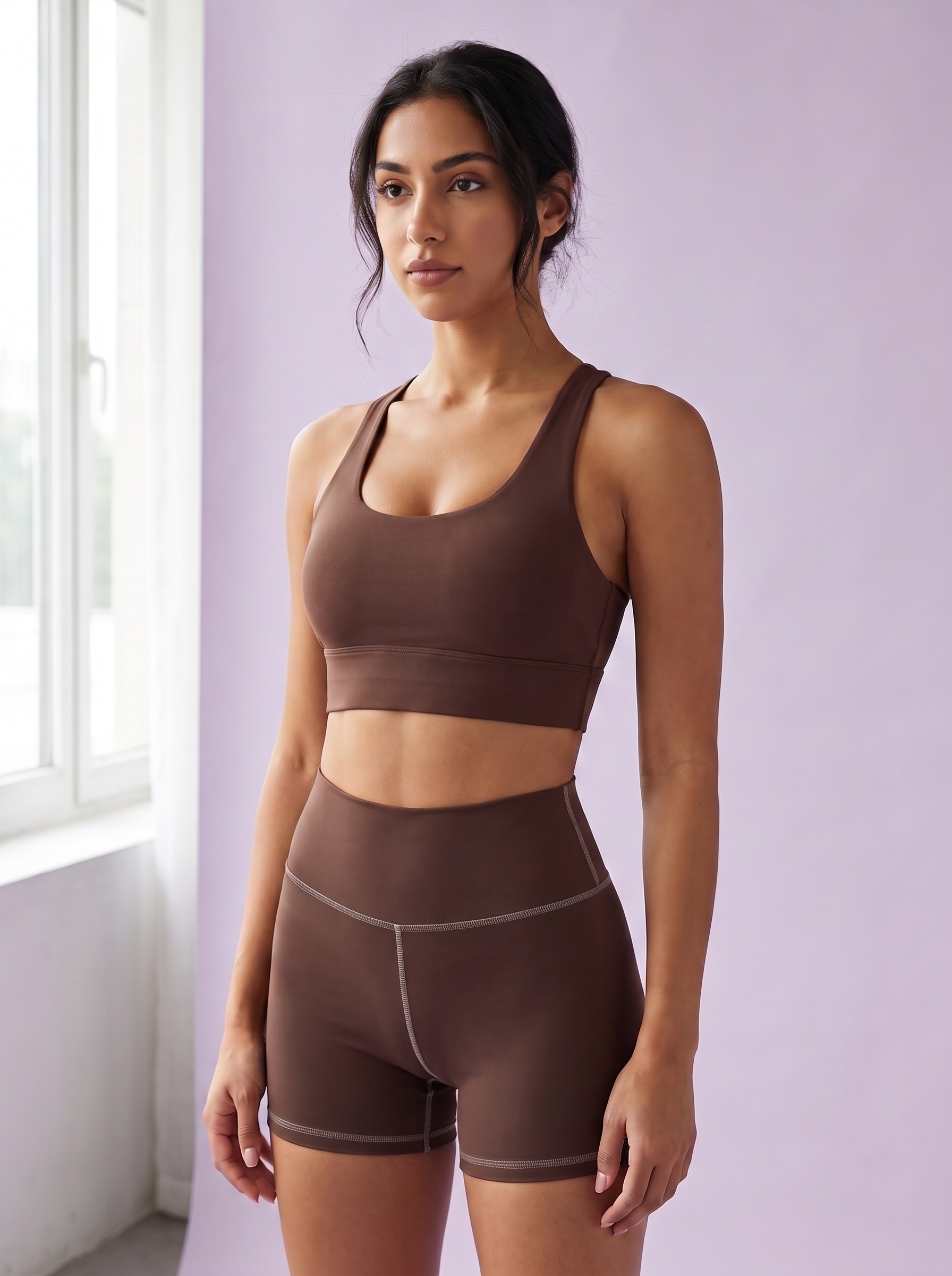 Longline Sports Bra in Walnut