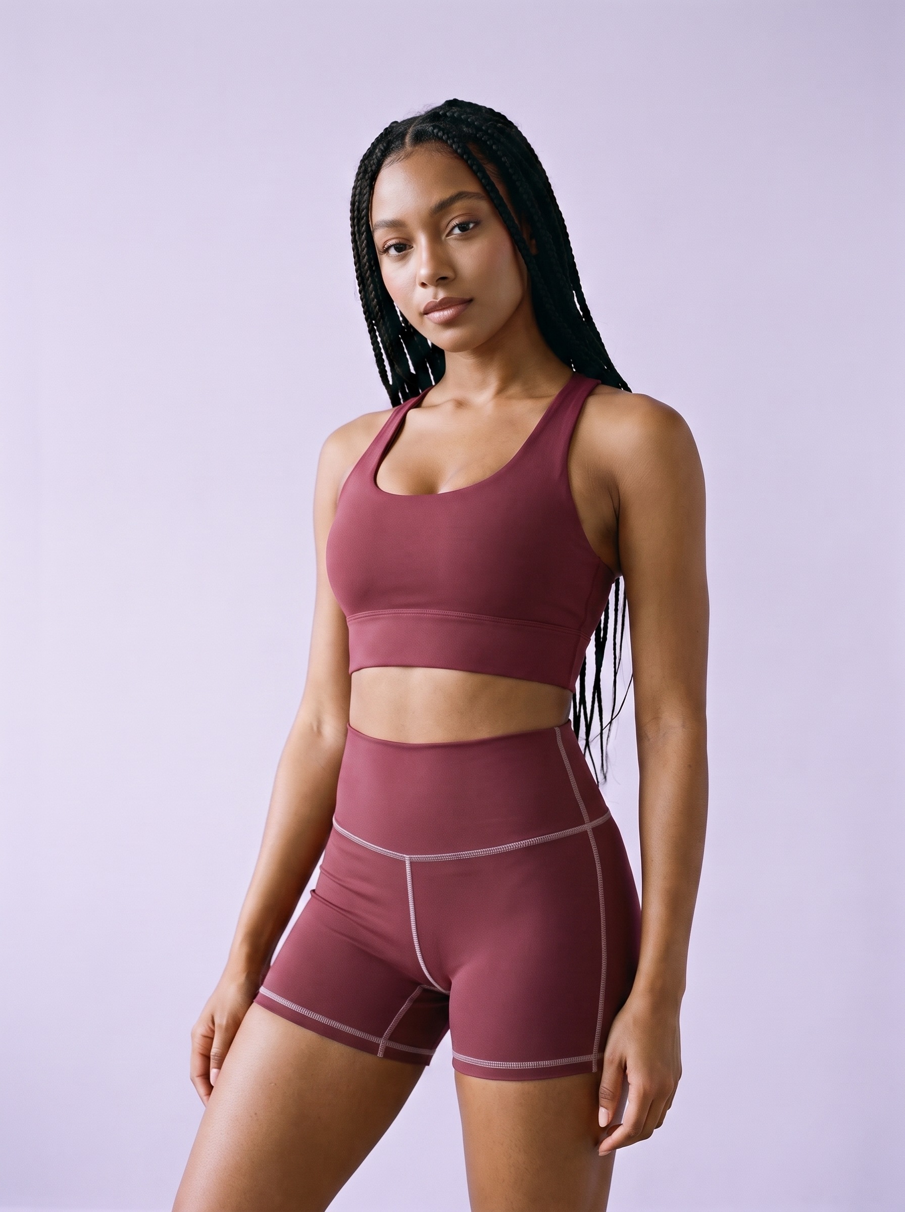 Longline Sports Bra in Wine
