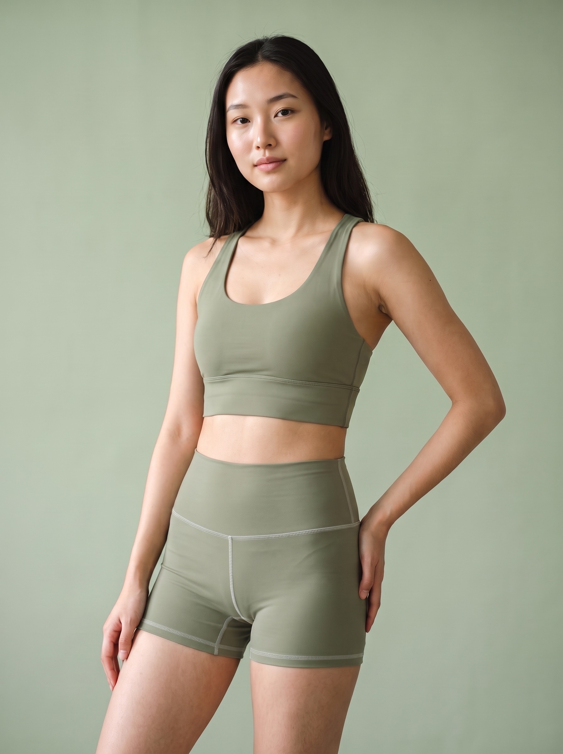 Longline Sports Bra in Artichoke