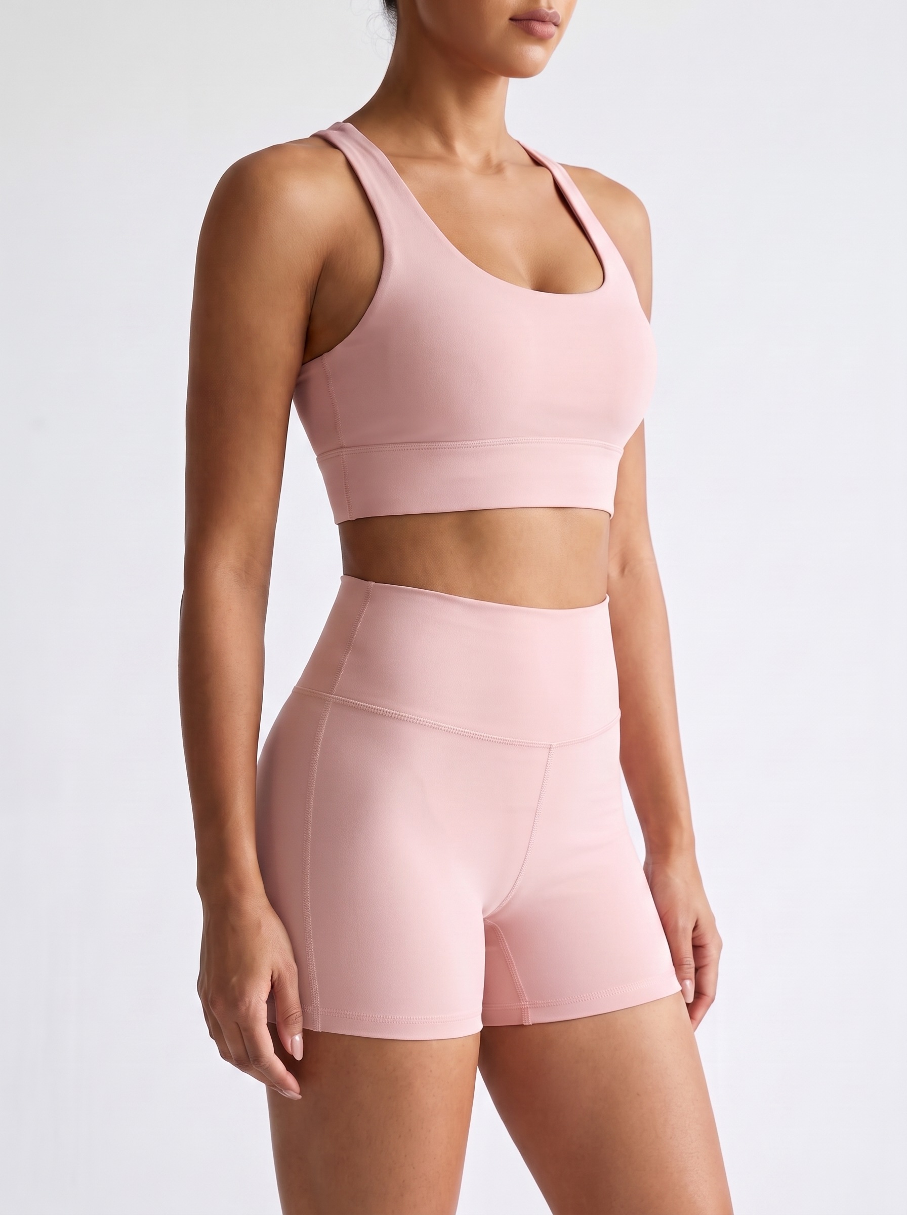 Longline Sports Bra in Ballet Pink