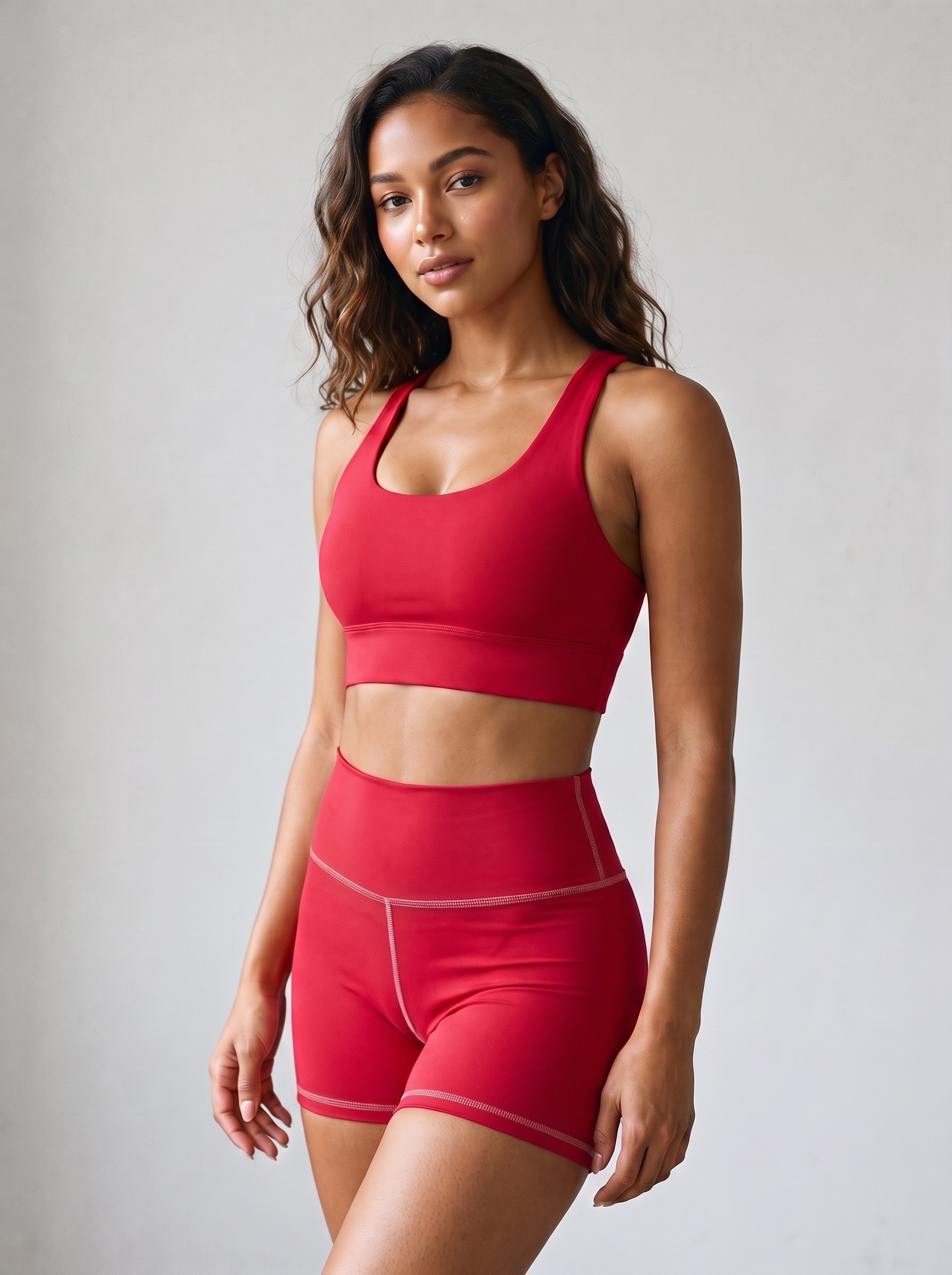 Longline Sports Bra in Bauhaus Red