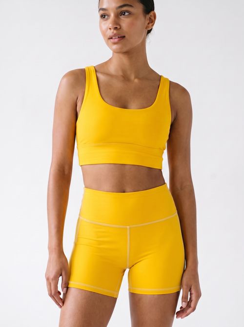 Bauhaus Yellow Swim & Gym Bra Longline Sports Bra — Lolekai