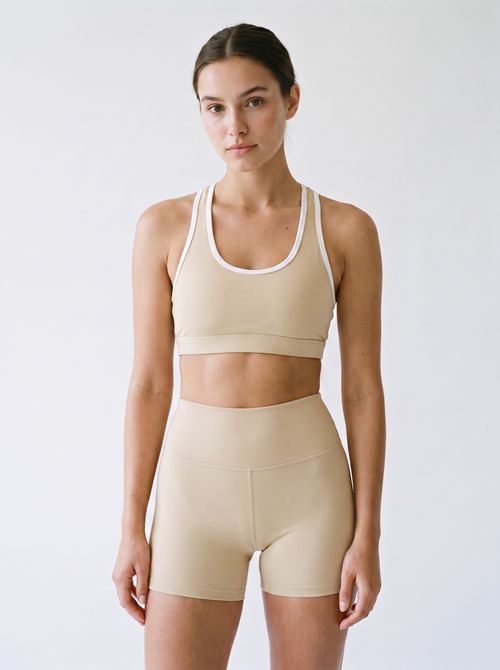 Beige Yoga Shorts Yoga Shorts — Lolekai