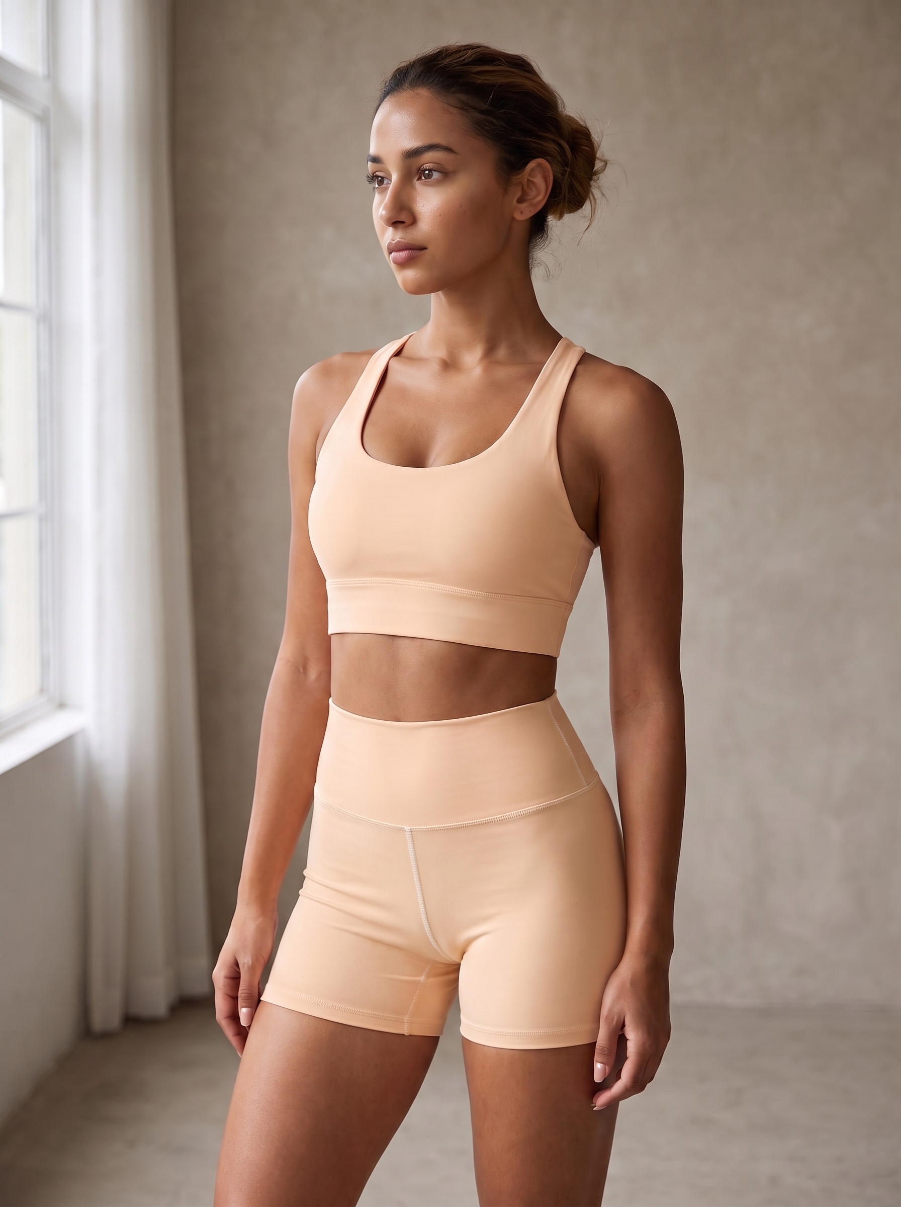 Longline Sports Bra in Bisque