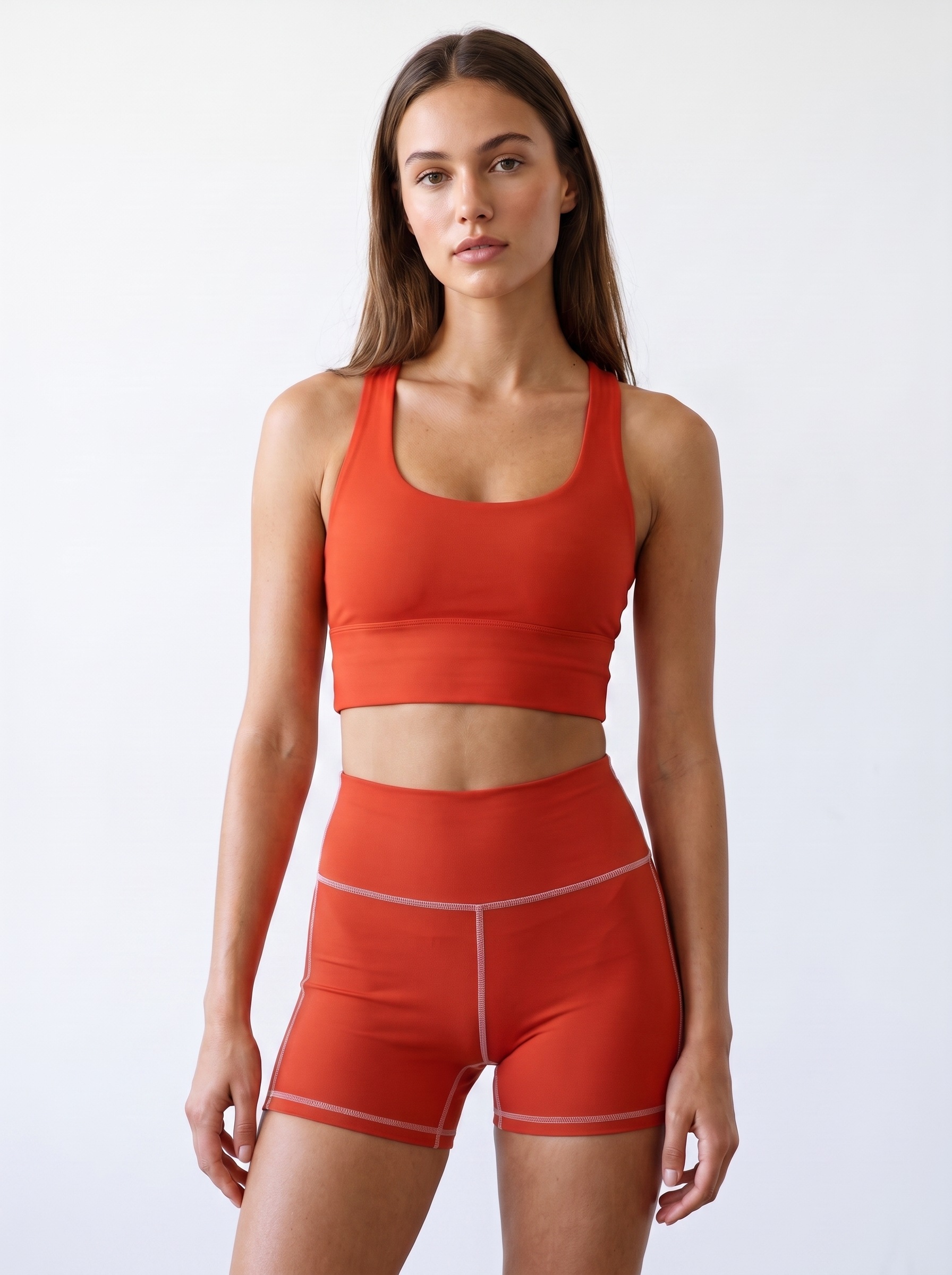 Longline Sports Bra in Blood Orange