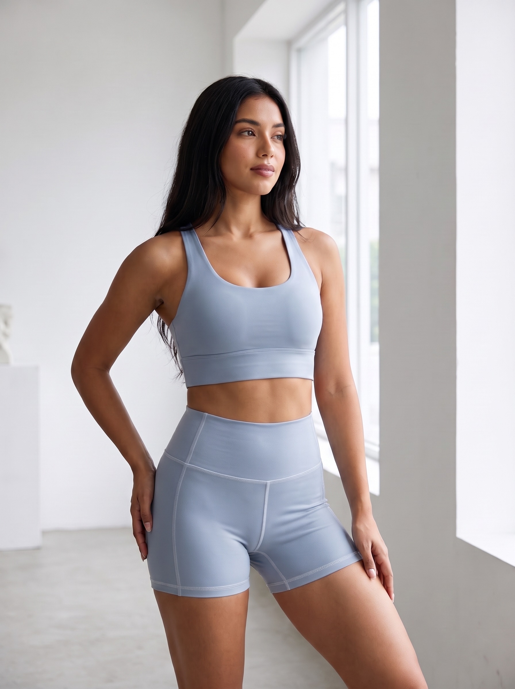 Longline Sports Bra in Blue Aura