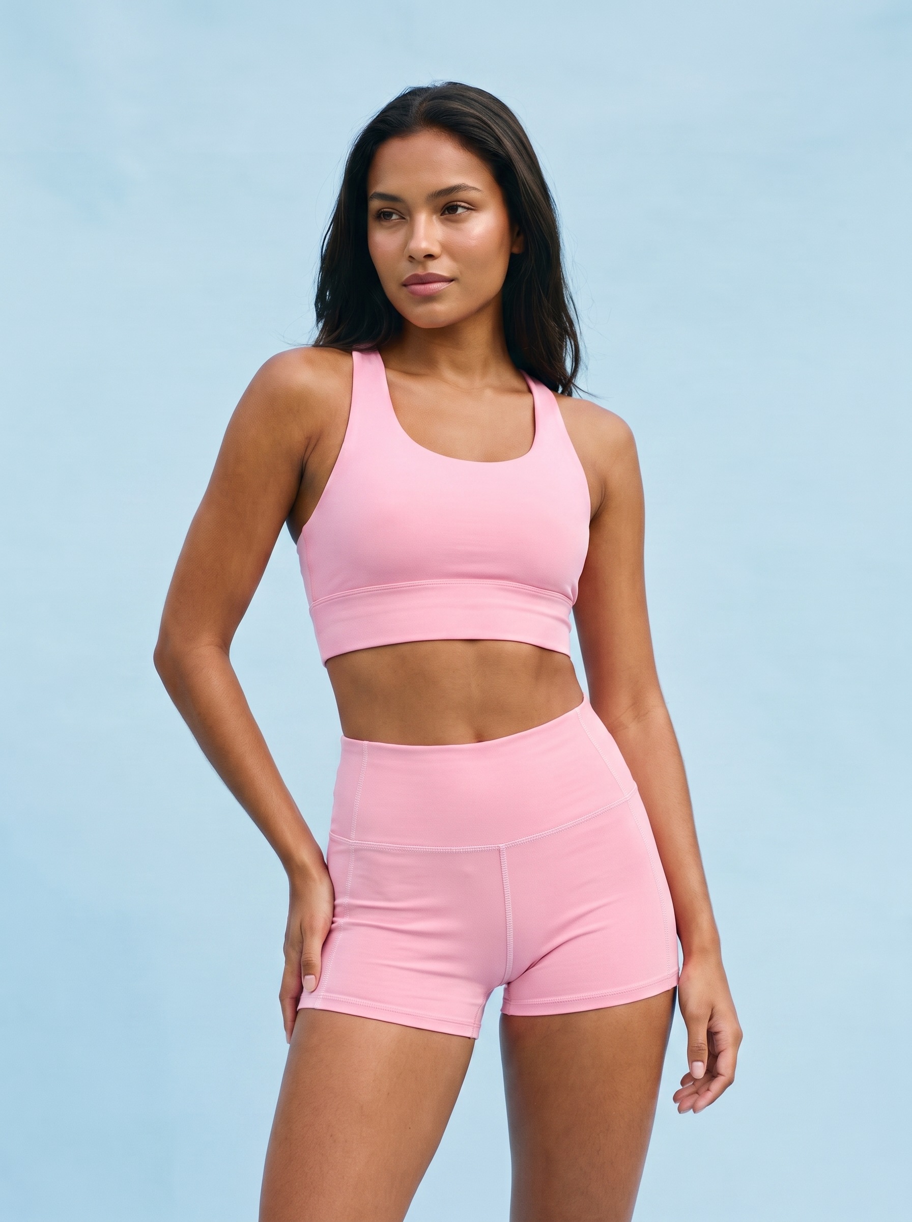Longline Sports Bra in Bubblegum