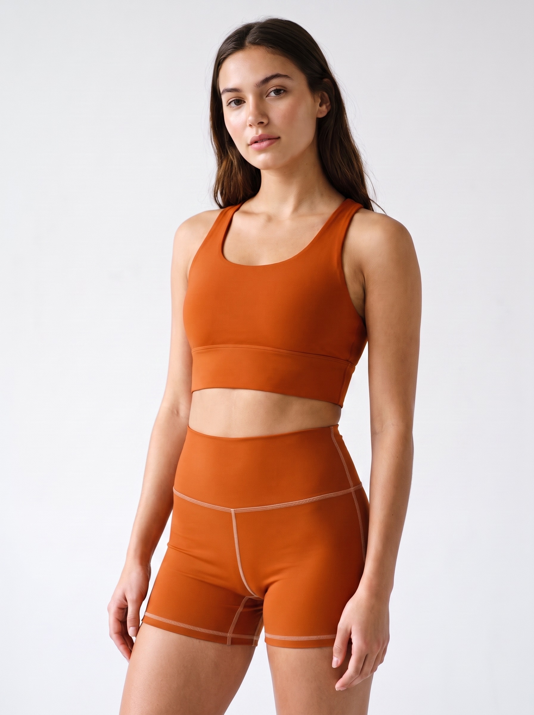 Longline Sports Bra in Burnt Orange