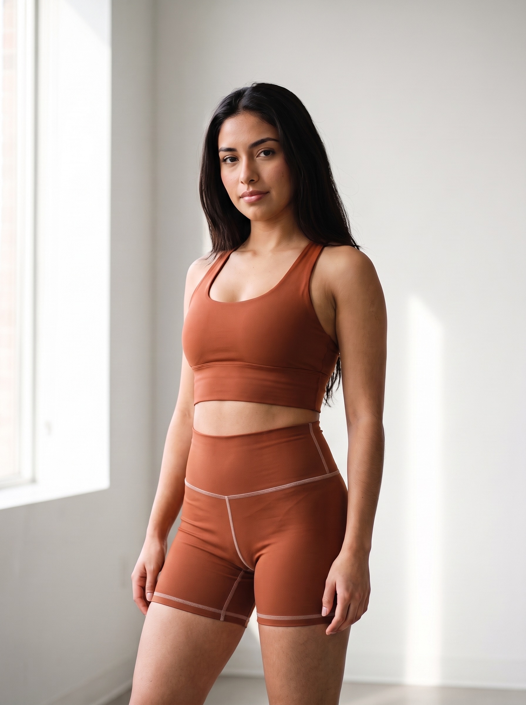 Longline Sports Bra in Burnt Sienna