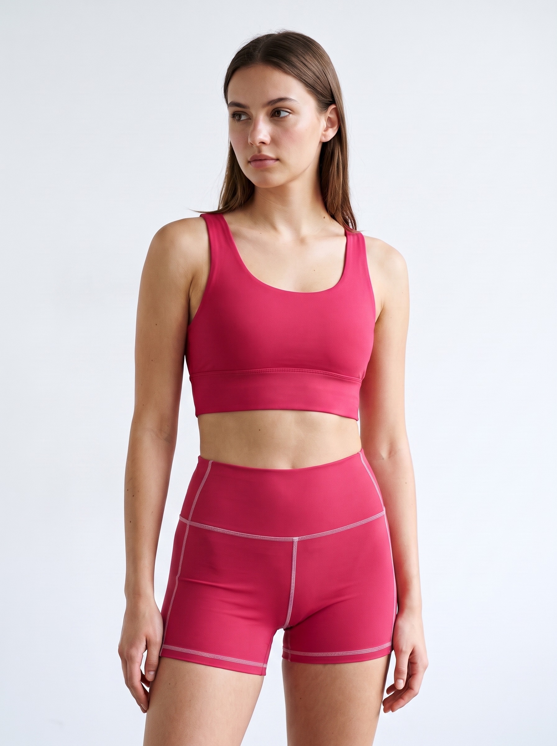 Longline Sports Bra in Cherry