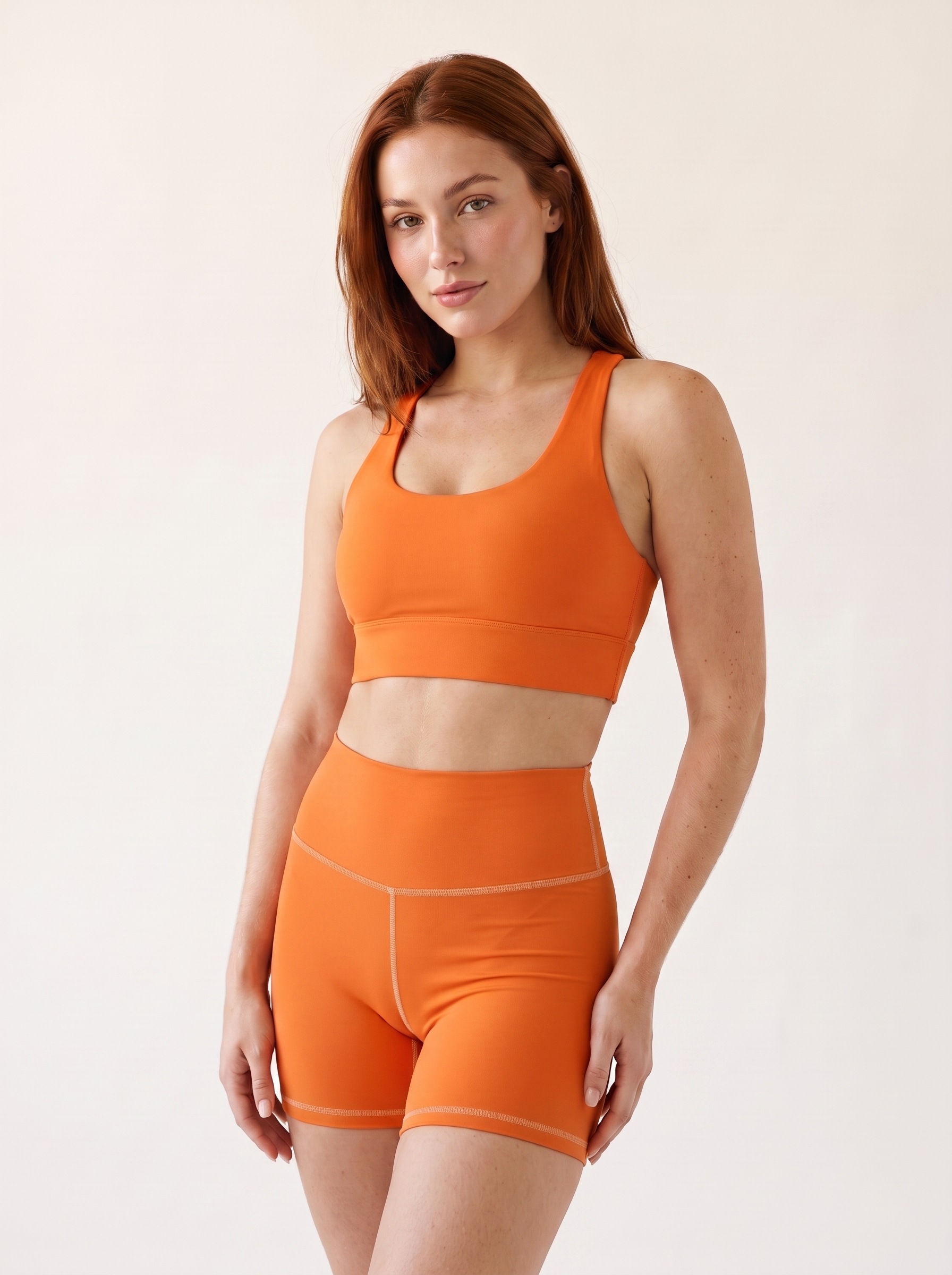 Longline Sports Bra in Citrus Orange