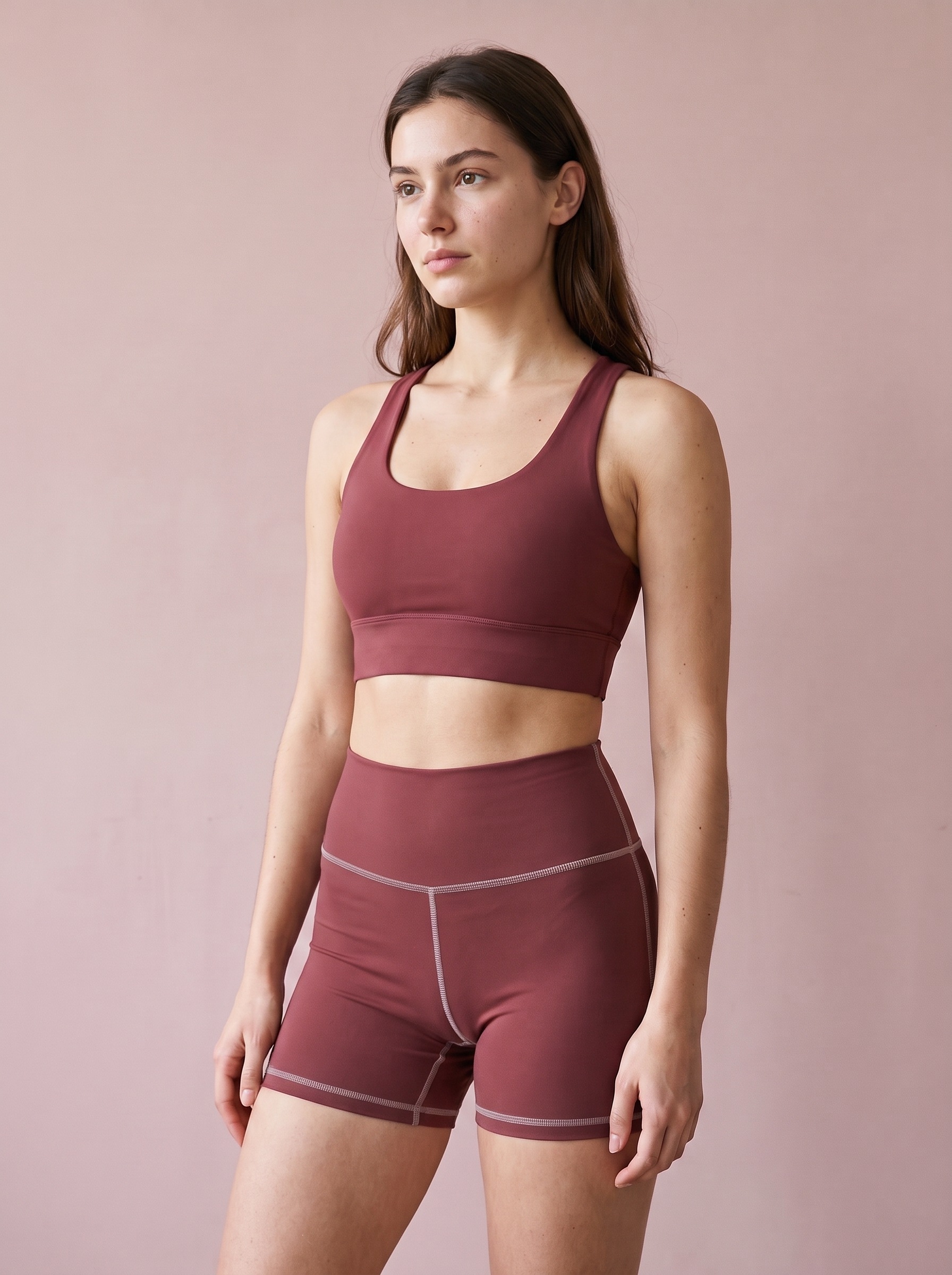 Longline Sports Bra in Cordovan