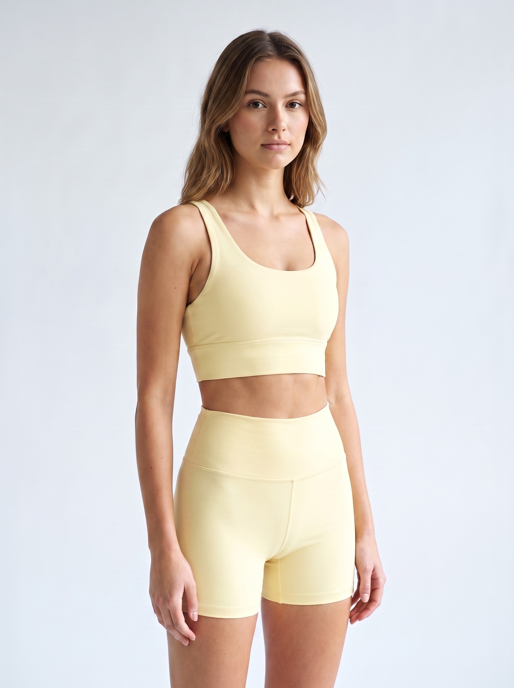Longline Sports Bra in Cream