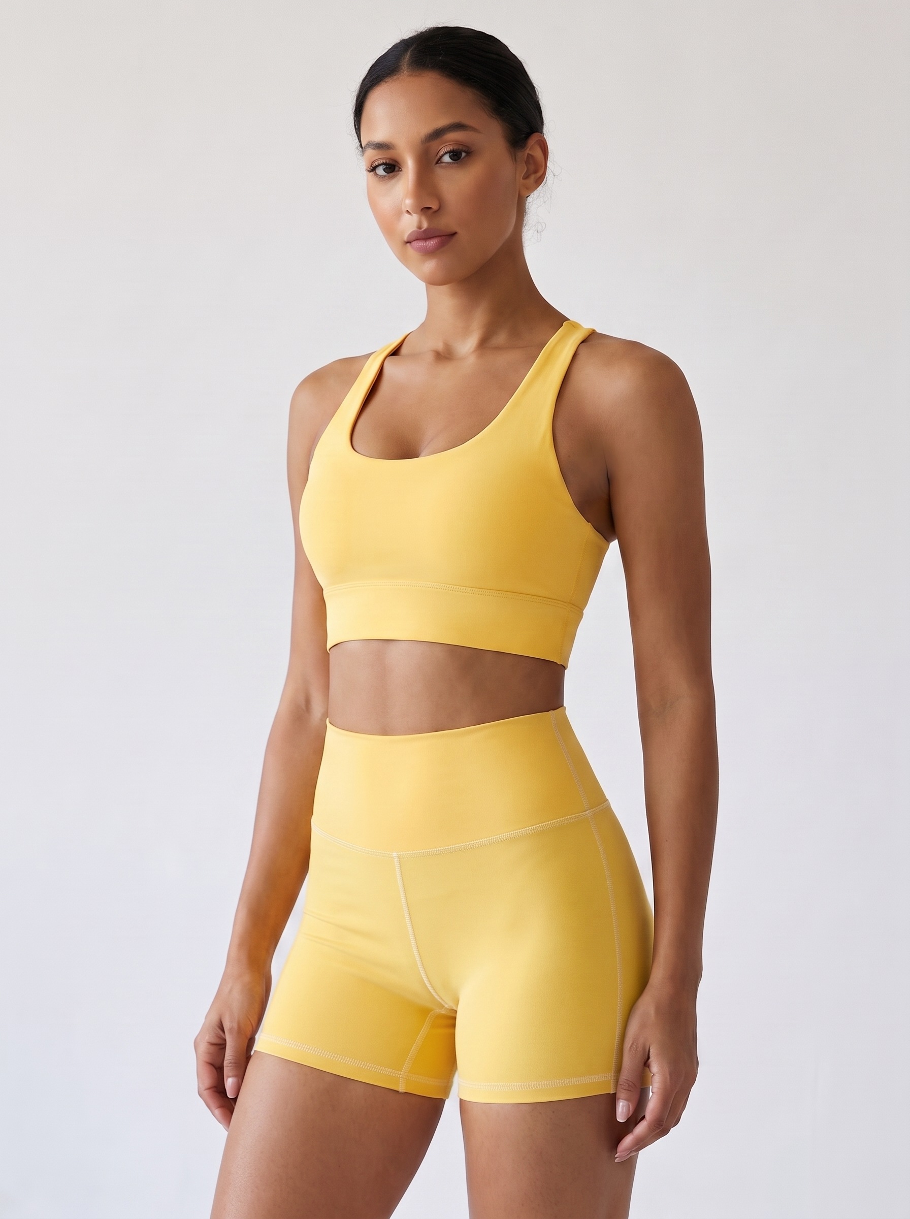 Longline Sports Bra in Custard