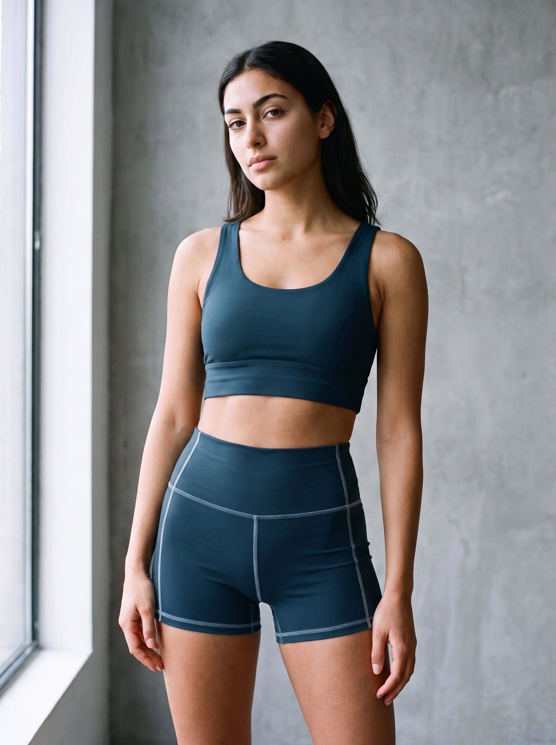 Longline Sports Bra in Deep Sea