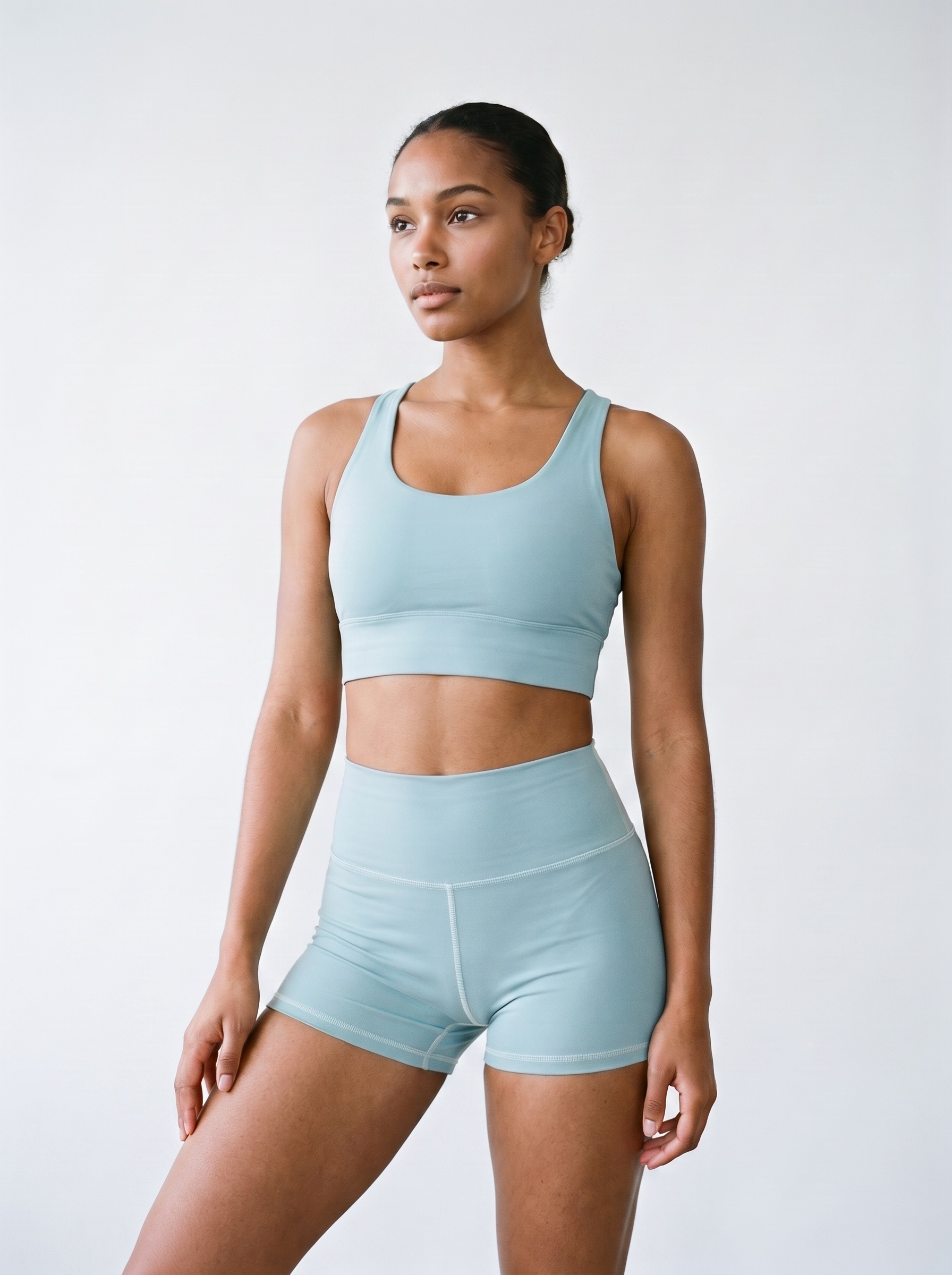 Longline Sports Bra in Duck Egg