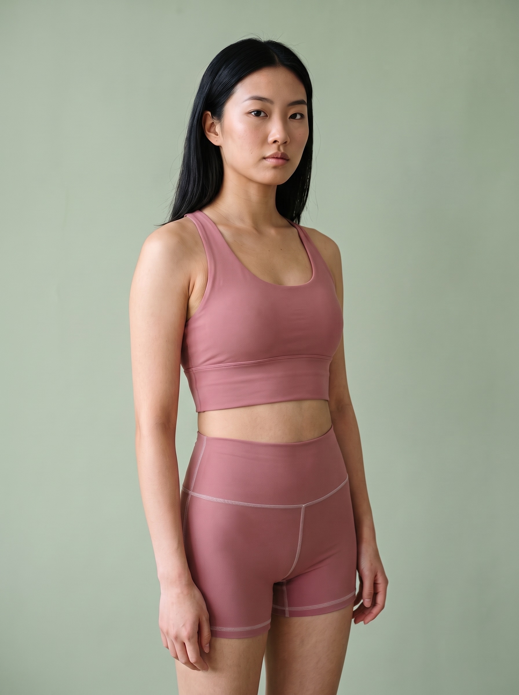 Longline Sports Bra in Dusty Rose