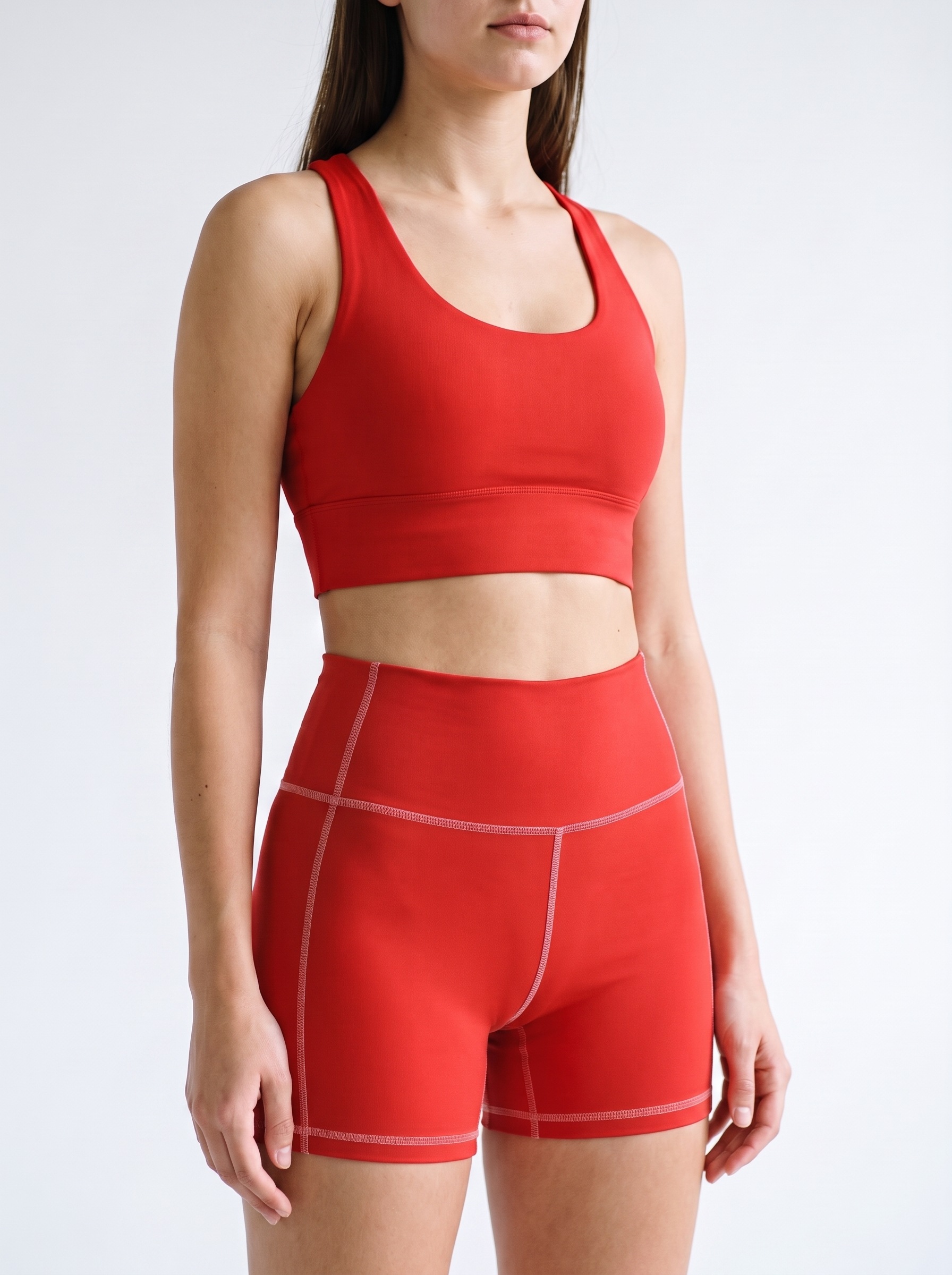 Longline Sports Bra in Fiery Red