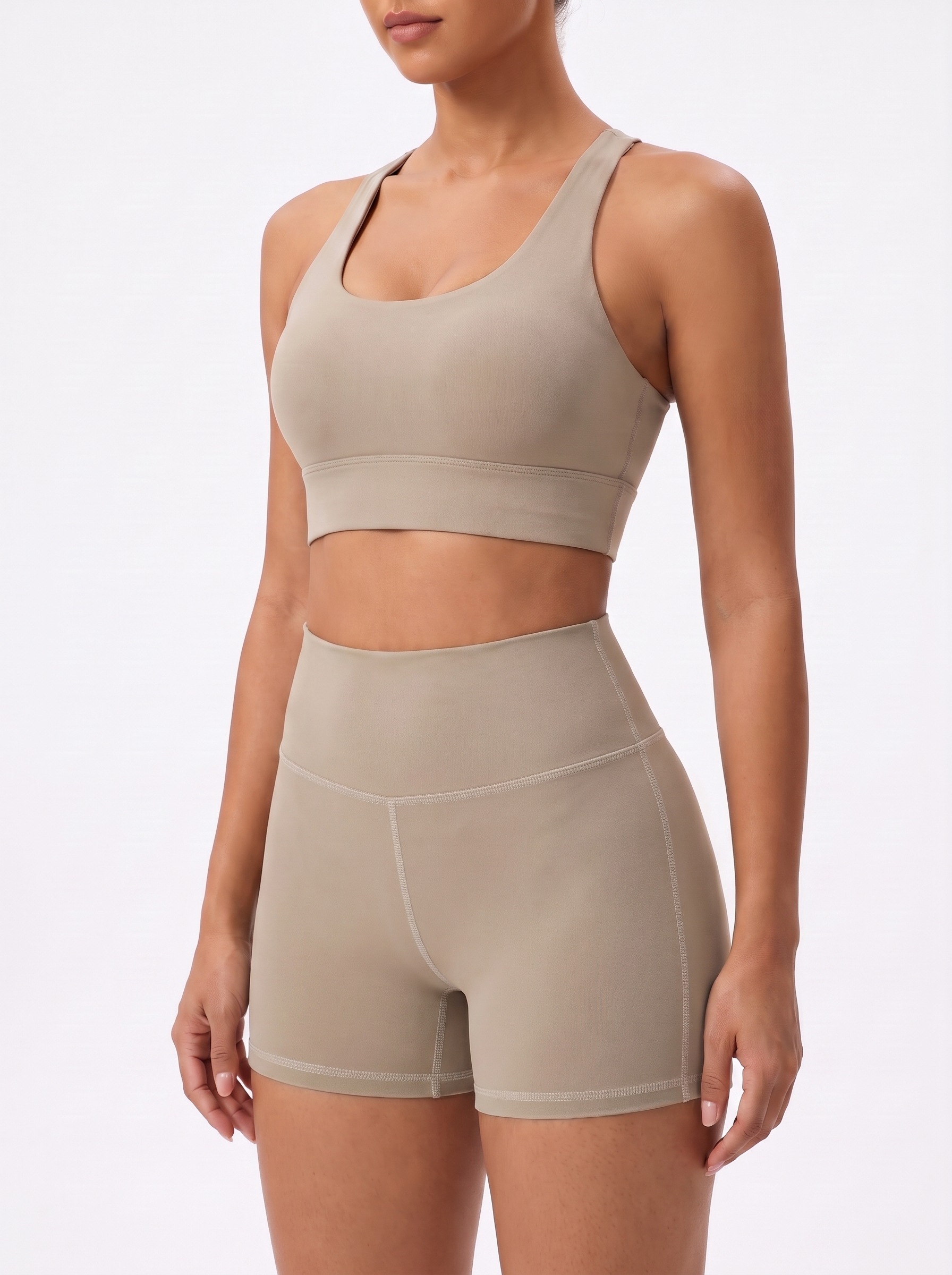Longline Sports Bra in Fossil
