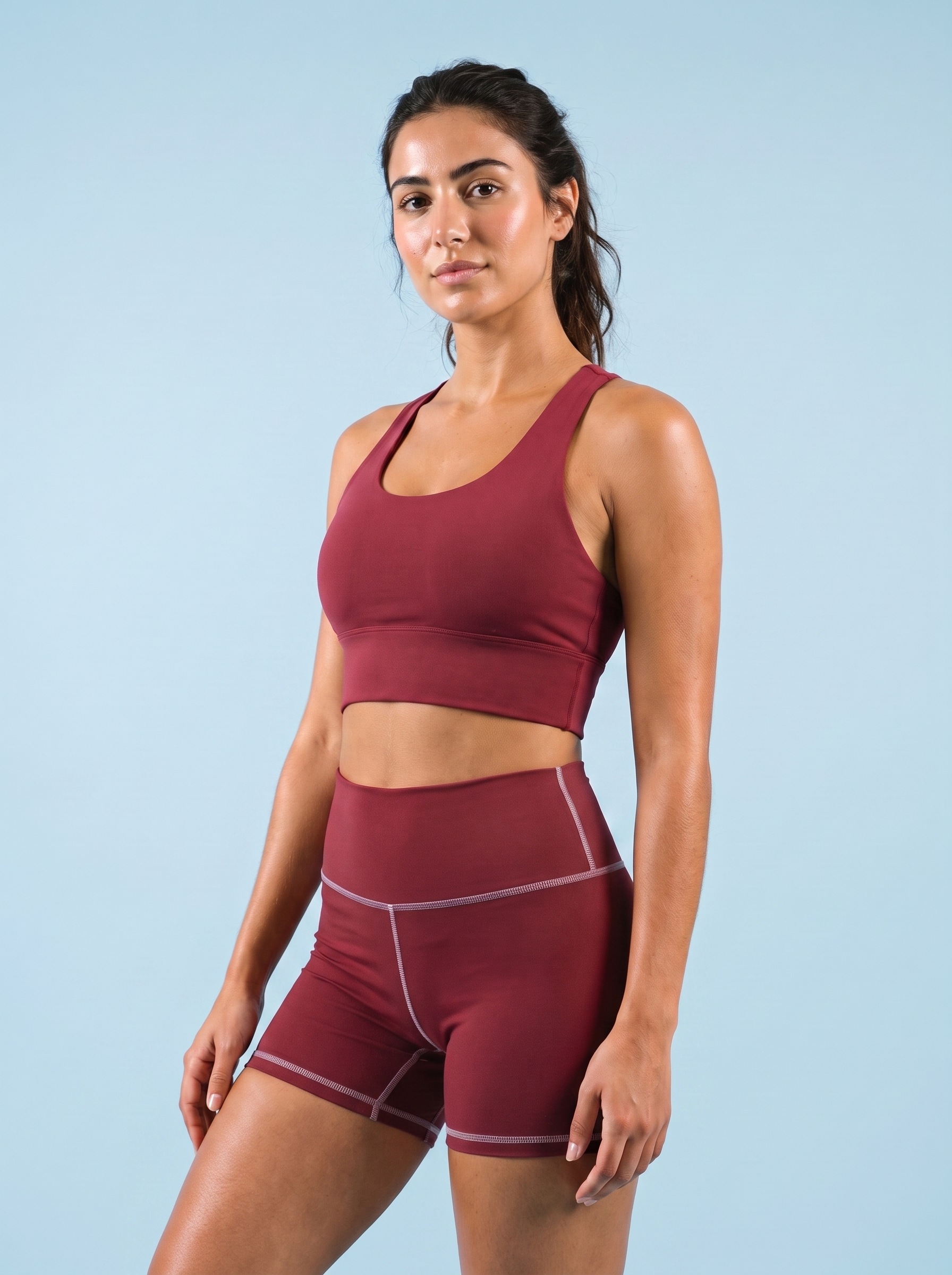 Longline Sports Bra in Garnet