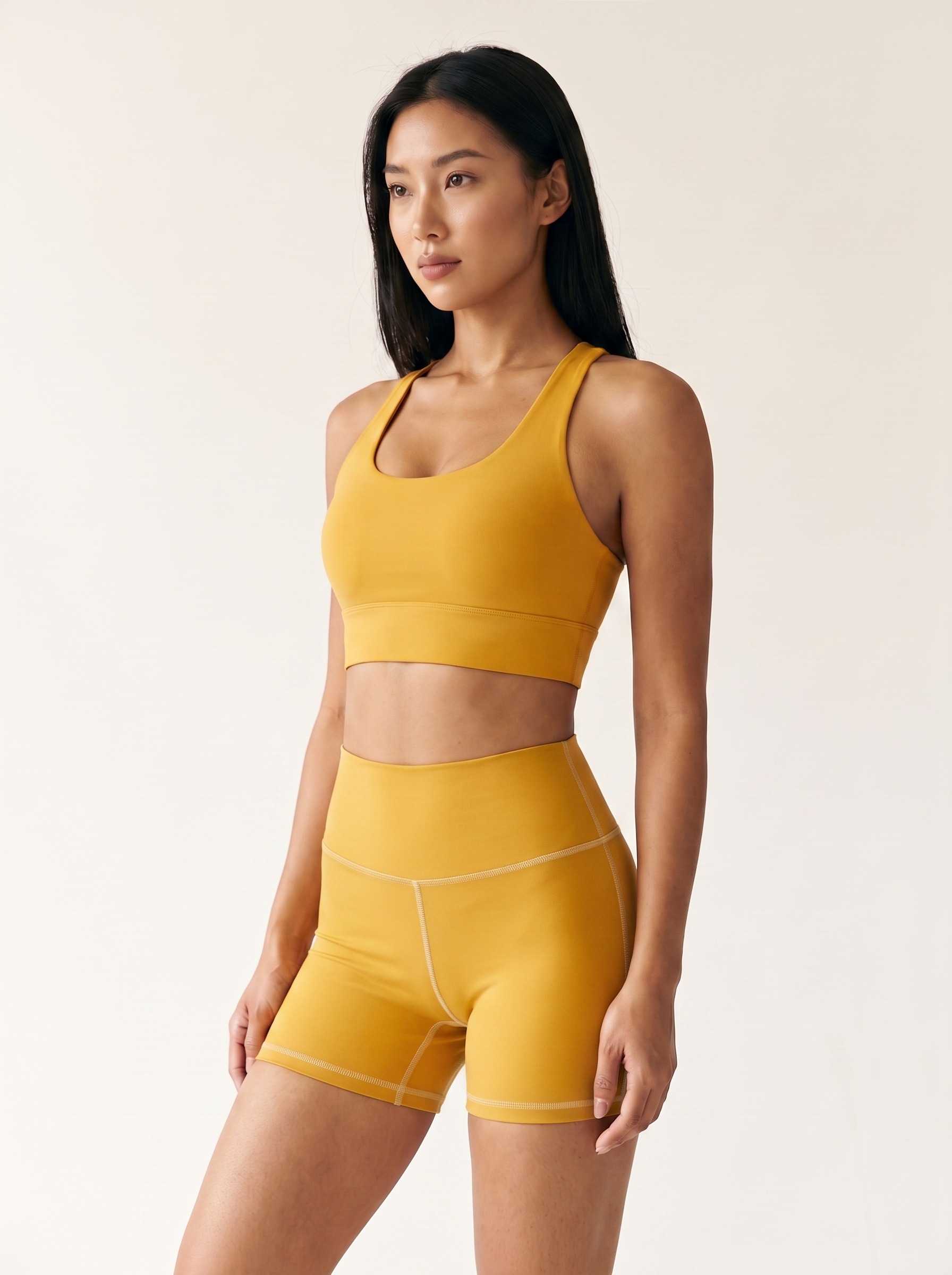 Longline Sports Bra in Gold