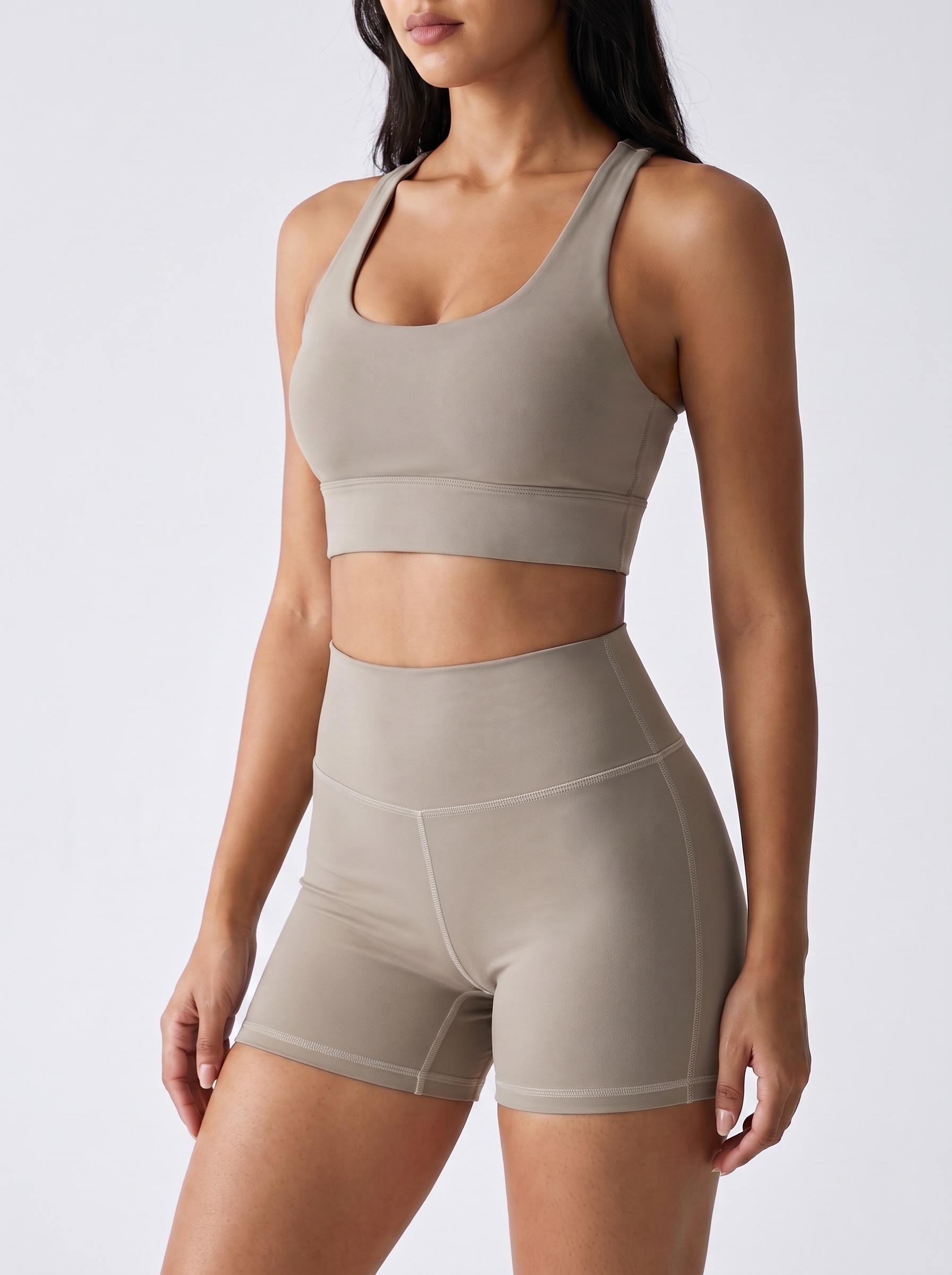 Longline Sports Bra in Greige