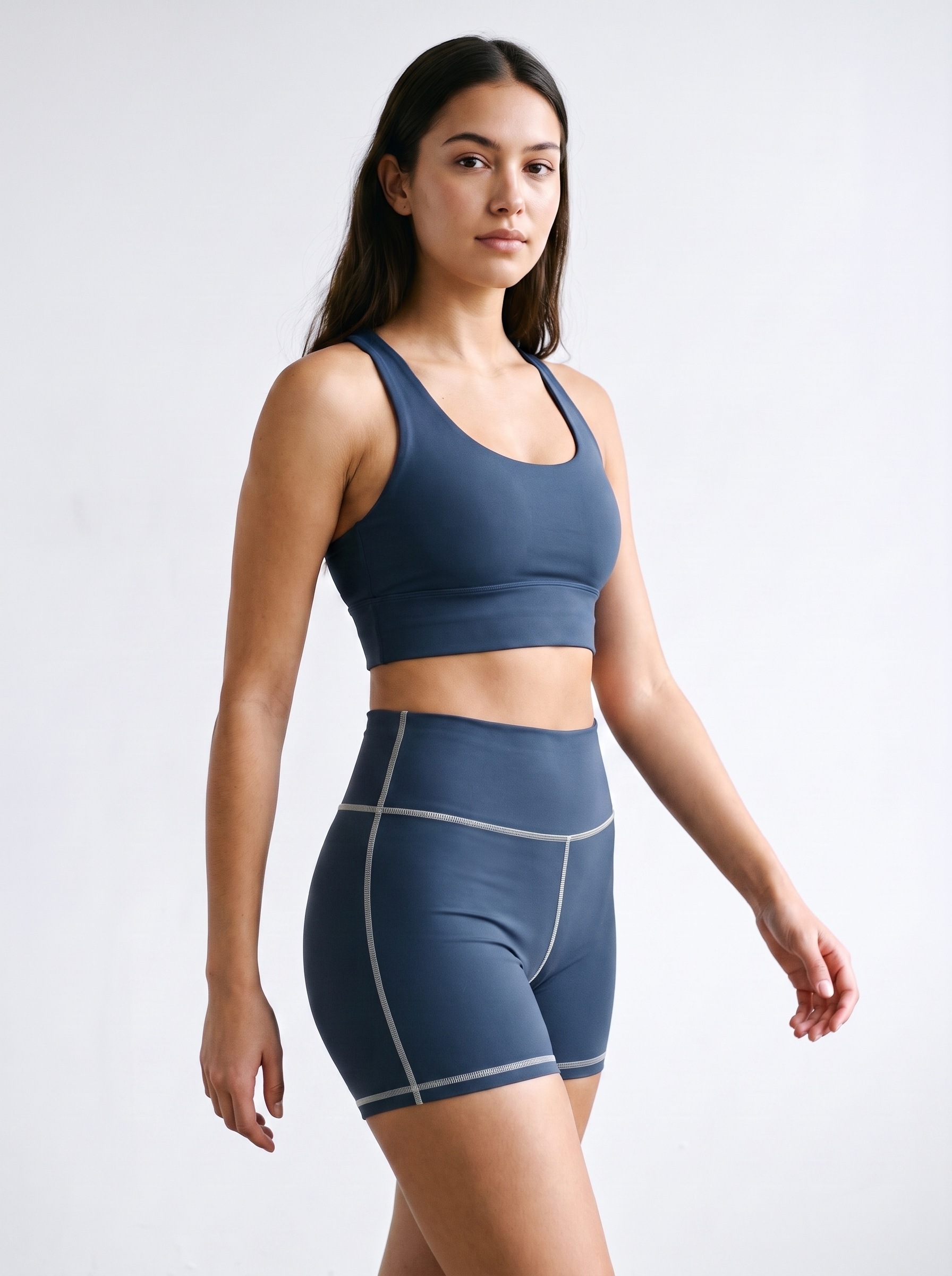 Longline Sports Bra in Hale Navy