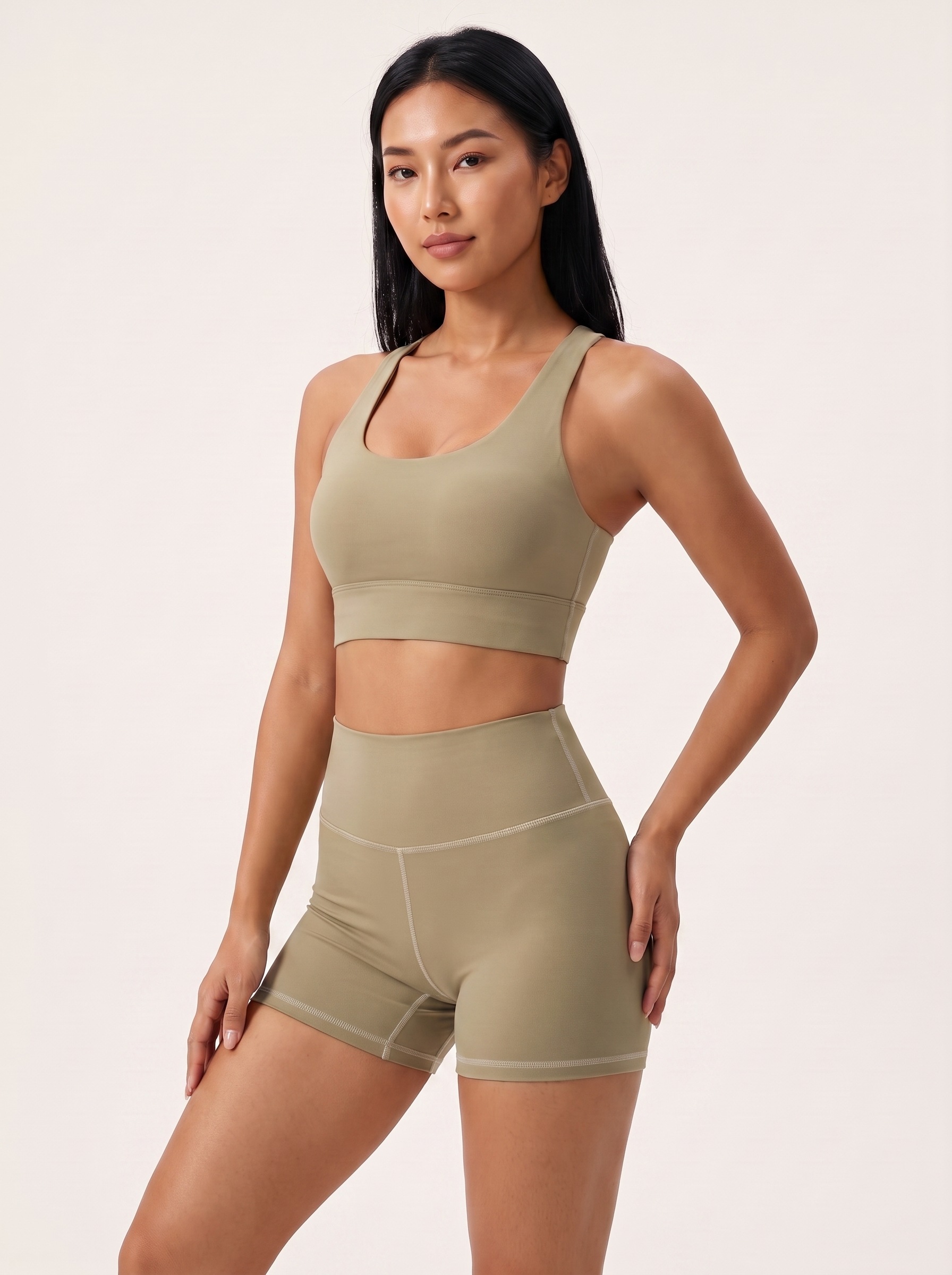 Longline Sports Bra in Hemp
