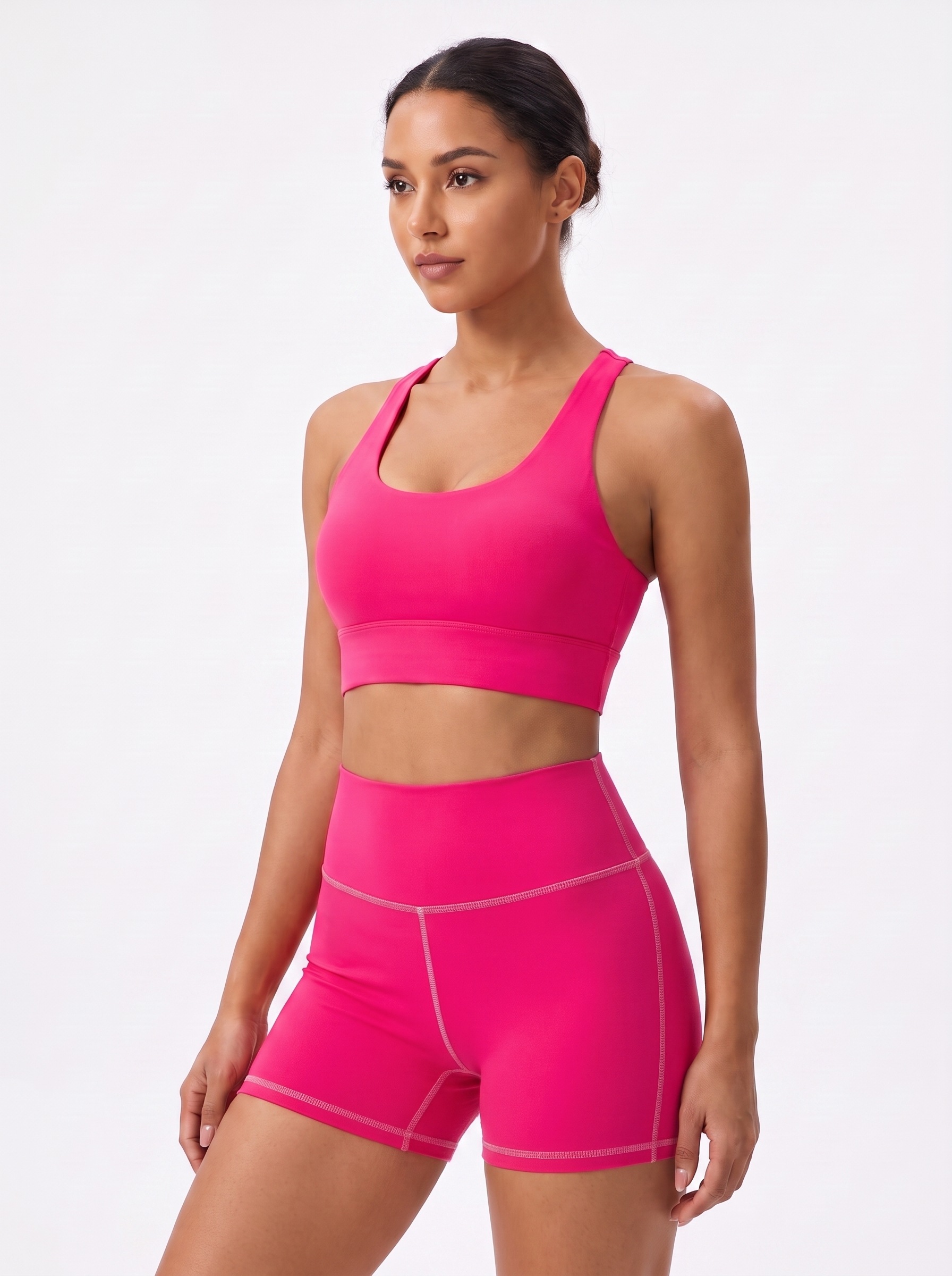 Longline Sports Bra in Hot Pink