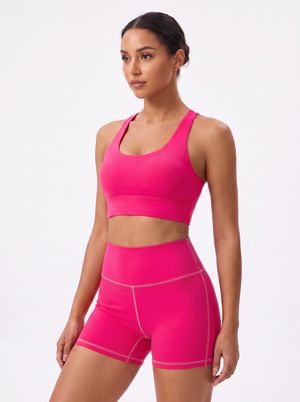 Hot Pink Longline Sports Bra bikini — Lolekai