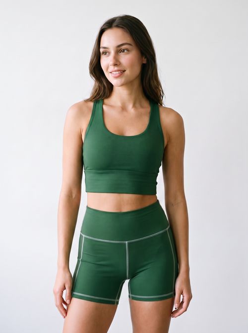 Hunter Green Swim & Gym Bra Longline Sports Bra — Lolekai
