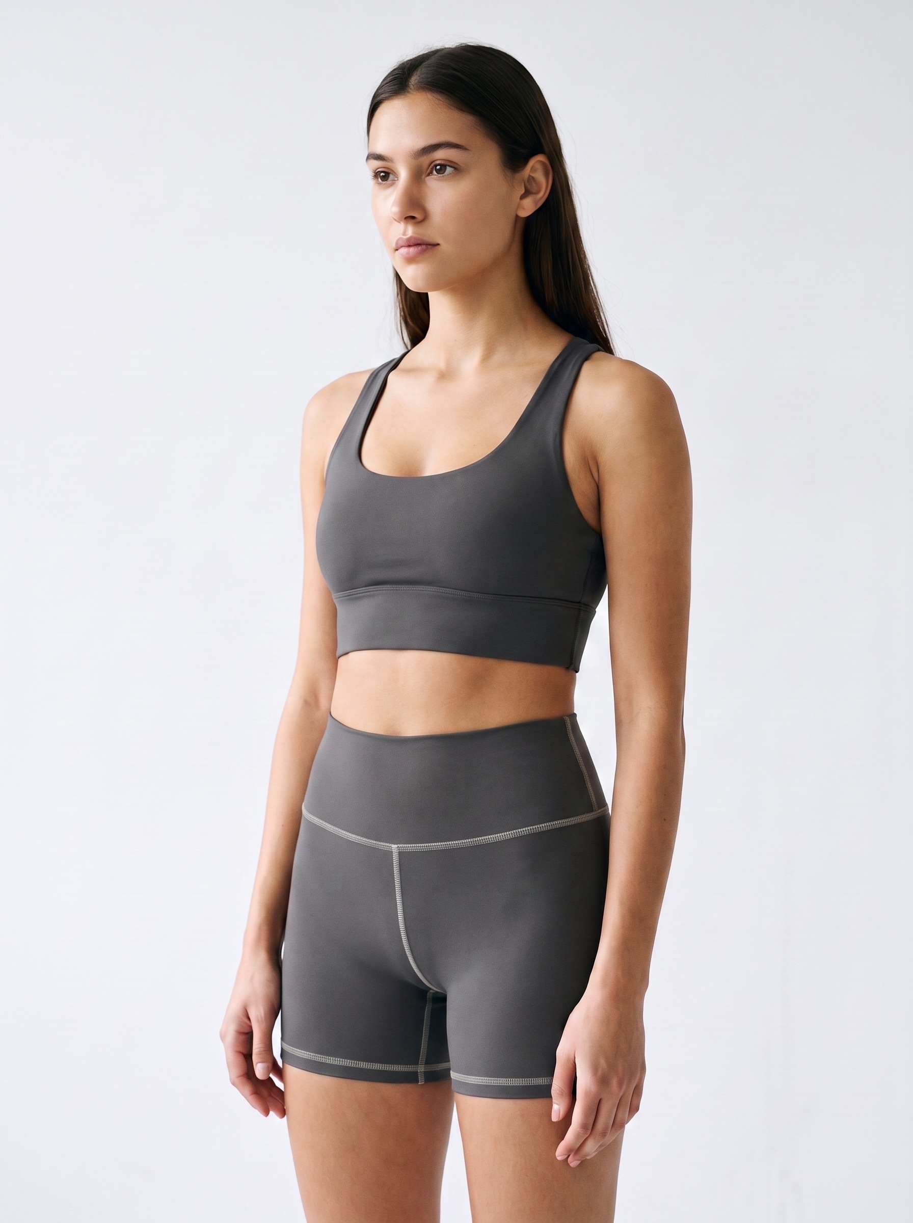 Longline Sports Bra in Iron