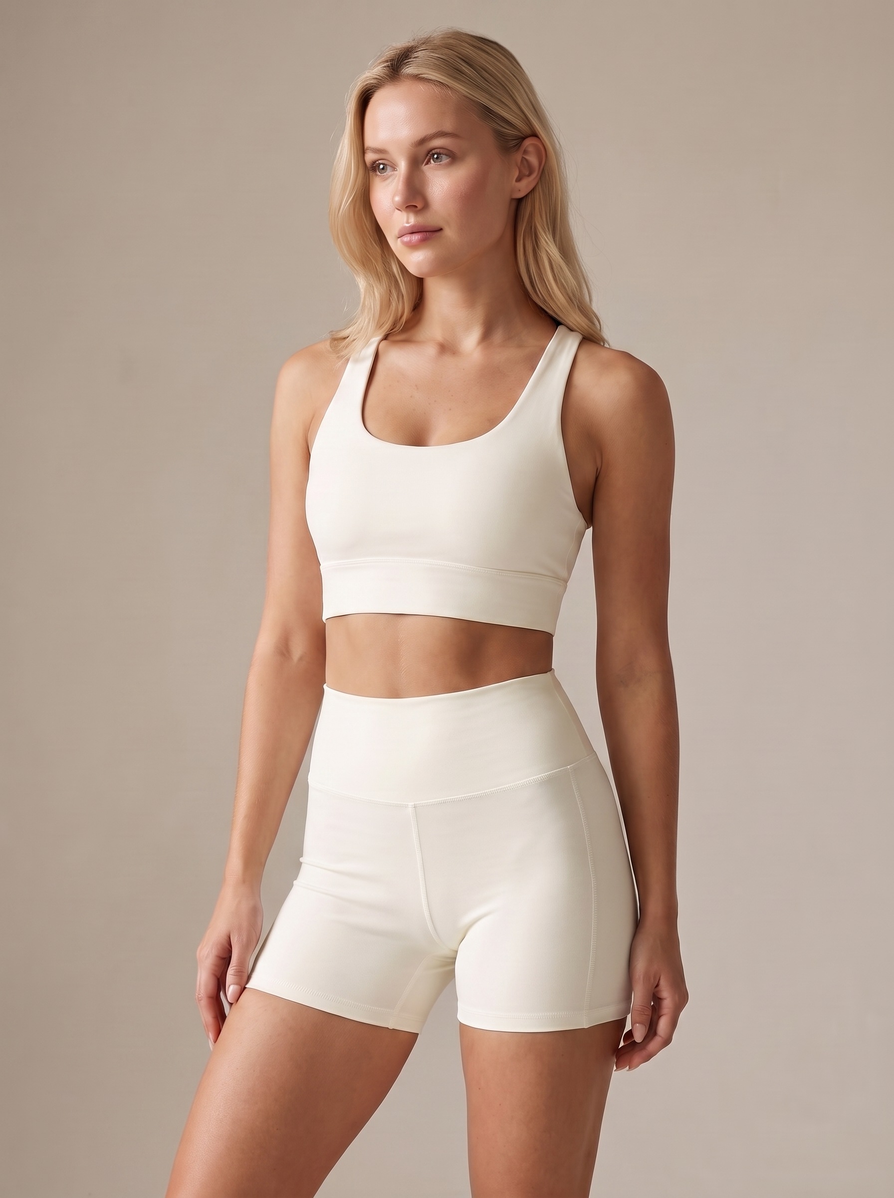 Longline Sports Bra in Ivory