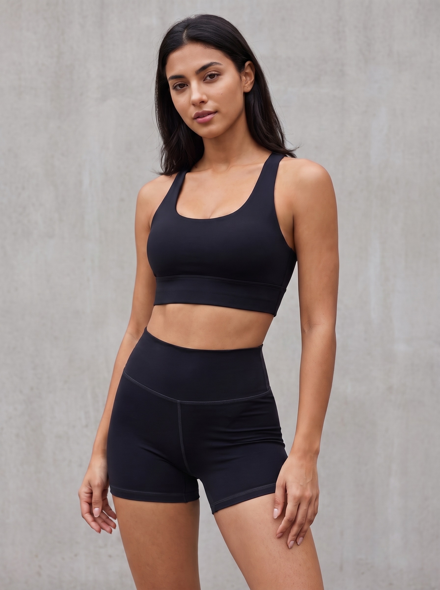 Longline Sports Bra in Jet