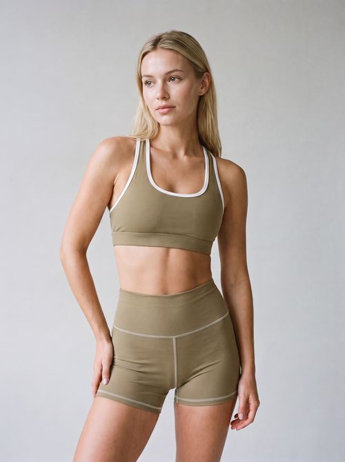 Khaki Yoga Shorts Yoga Shorts — Lolekai