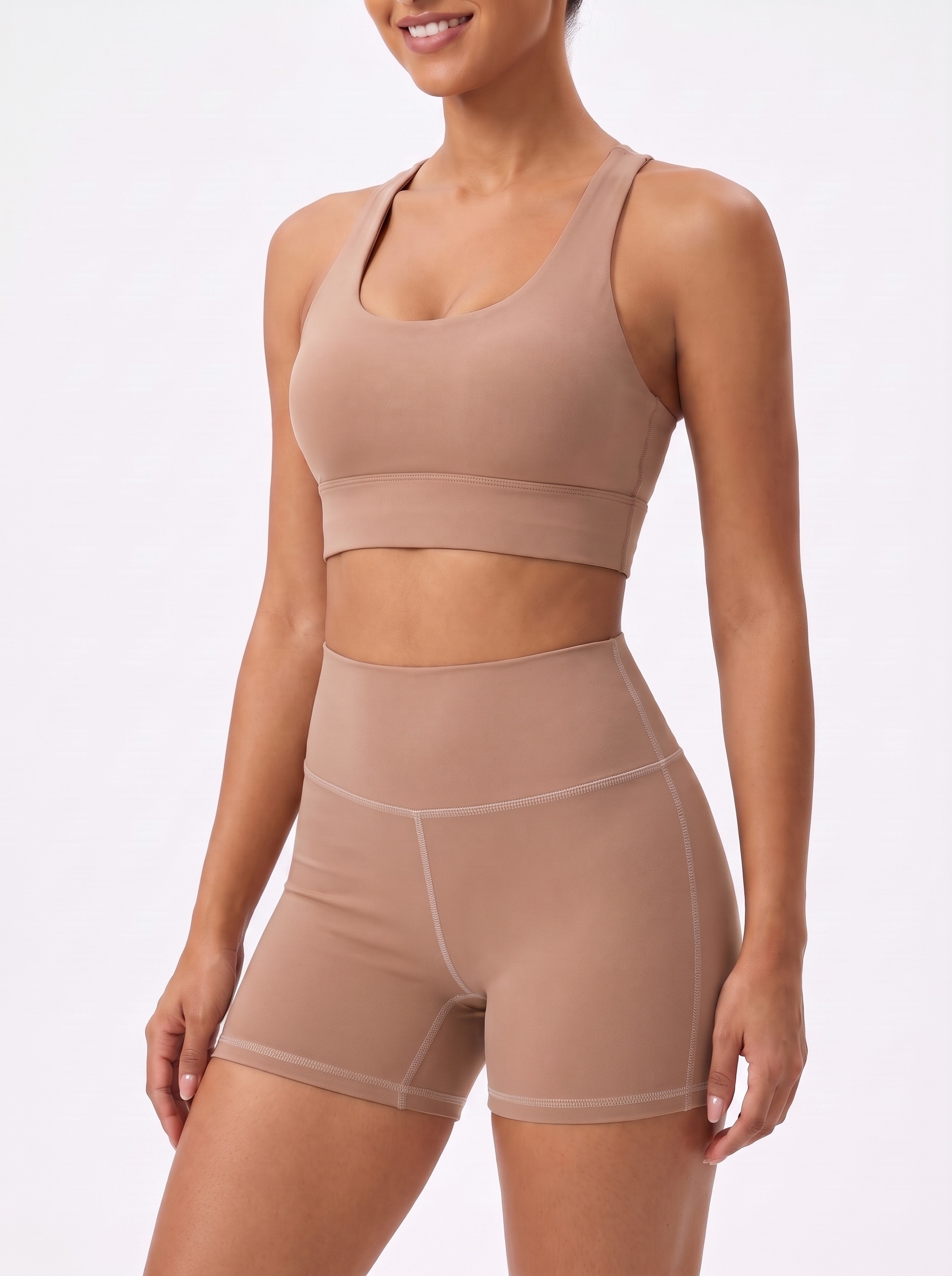Longline Sports Bra in Latte