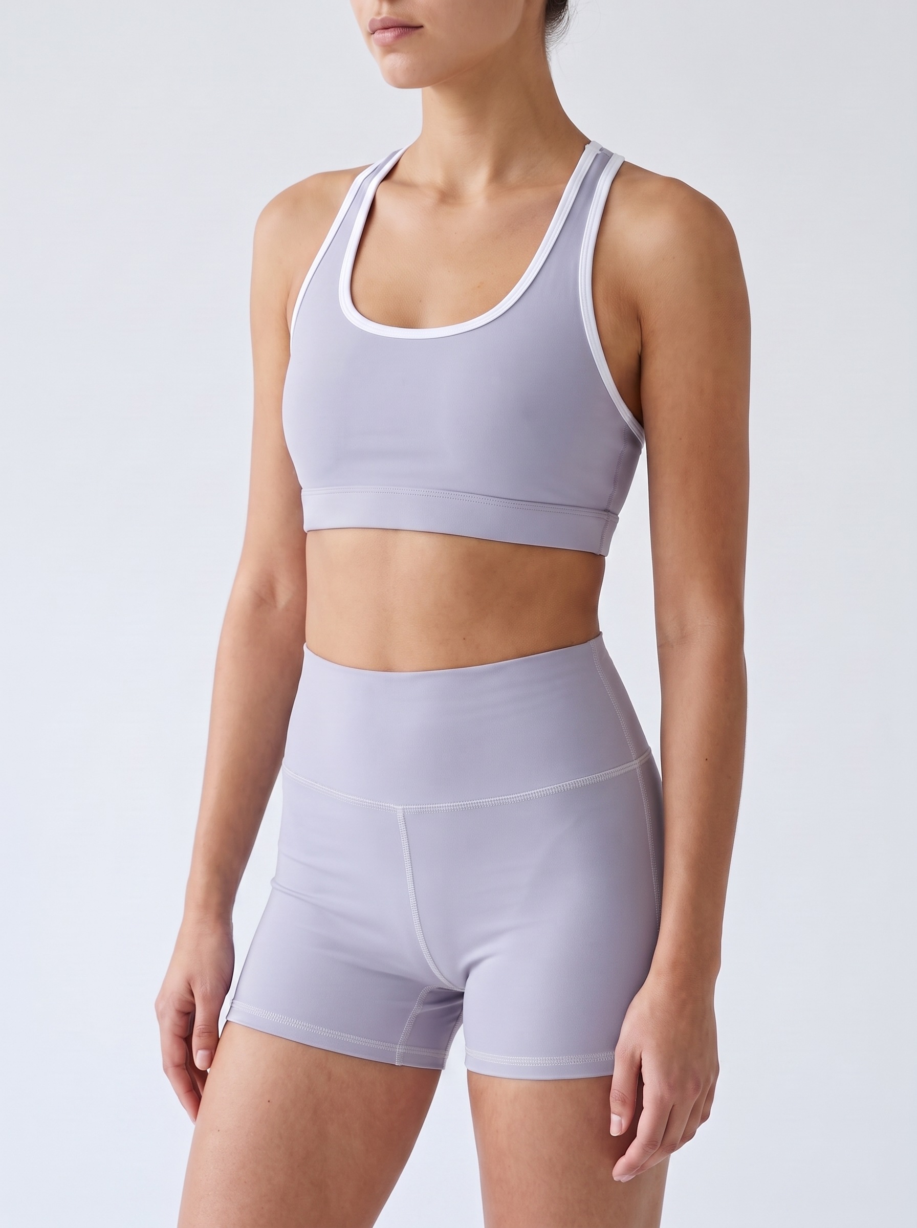 Yoga Shorts in Lavender Gray
