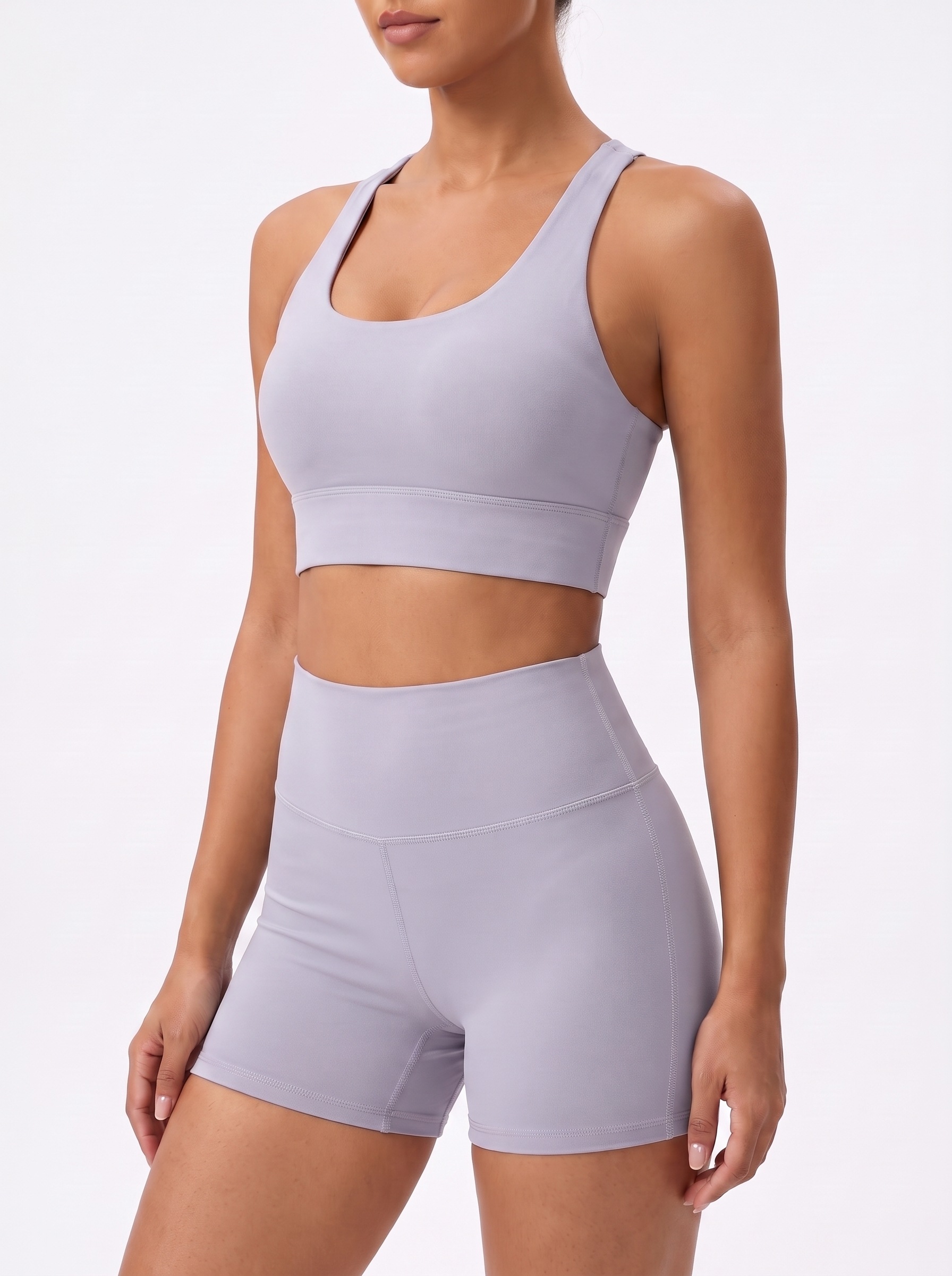 Longline Sports Bra in Lavender Gray